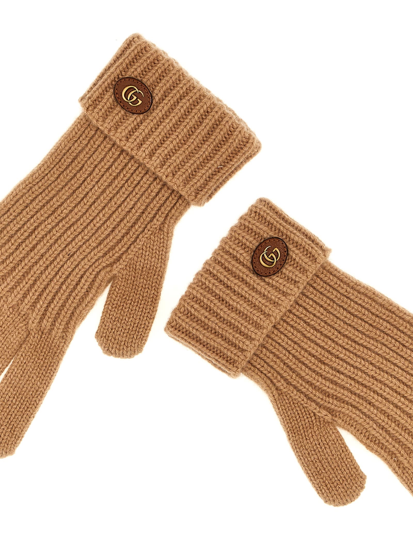 Shop Gucci Doppia G Gloves In Beige