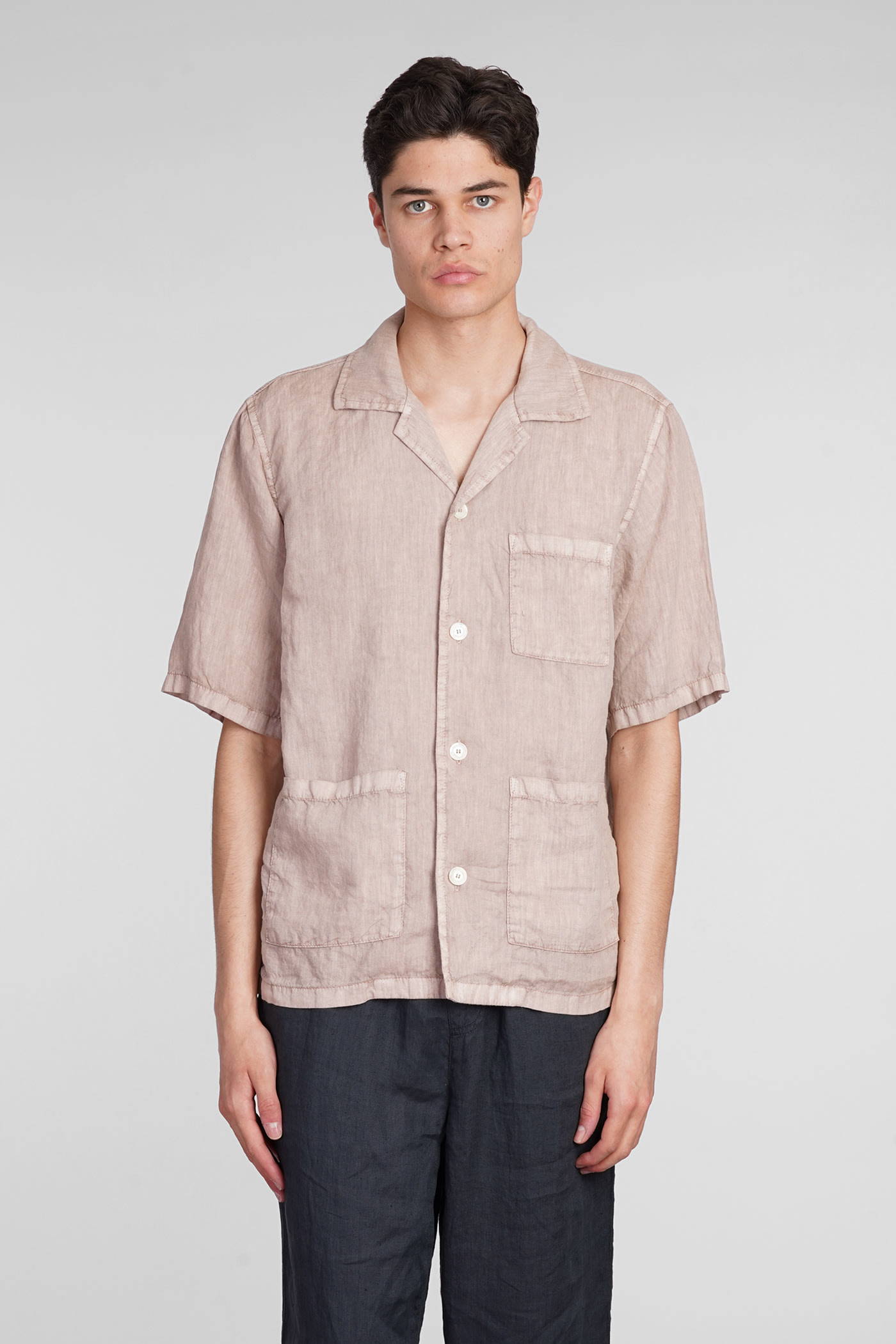 Camicia Ago Shirt In Rose-pink Linen
