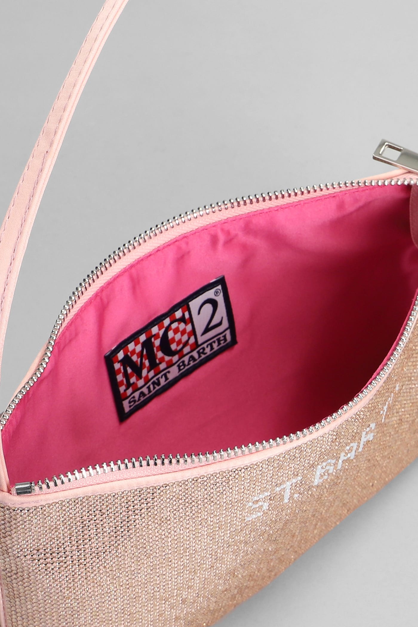 Shop Mc2 Saint Barth Strassy Shoulder Bag In Rose-pink Polyester