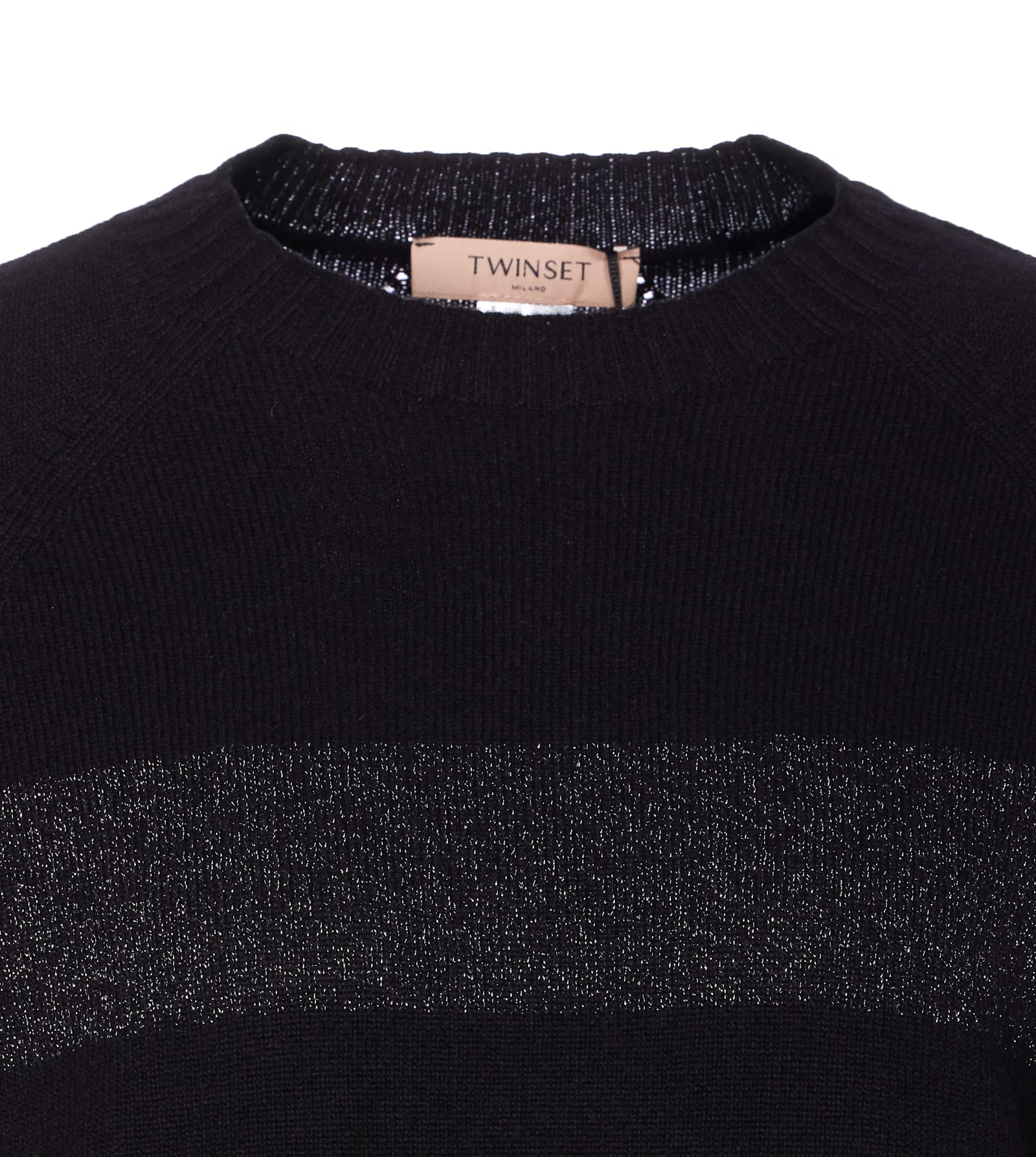 Twinset Striped-pattern Sweater In Black