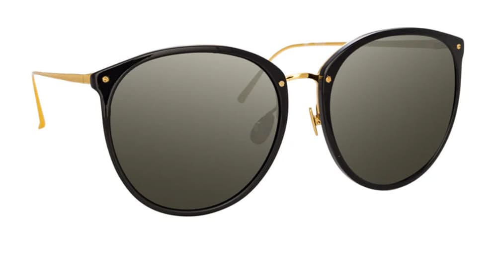 Linda Farrow Kings - Black / Yellow Gold Sunglasses In Black
