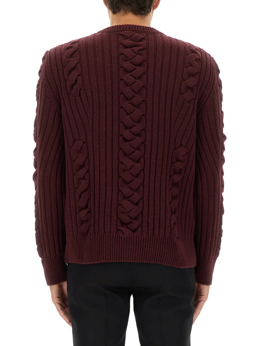Alexander Mcqueen Wool Sweater In Burgundy