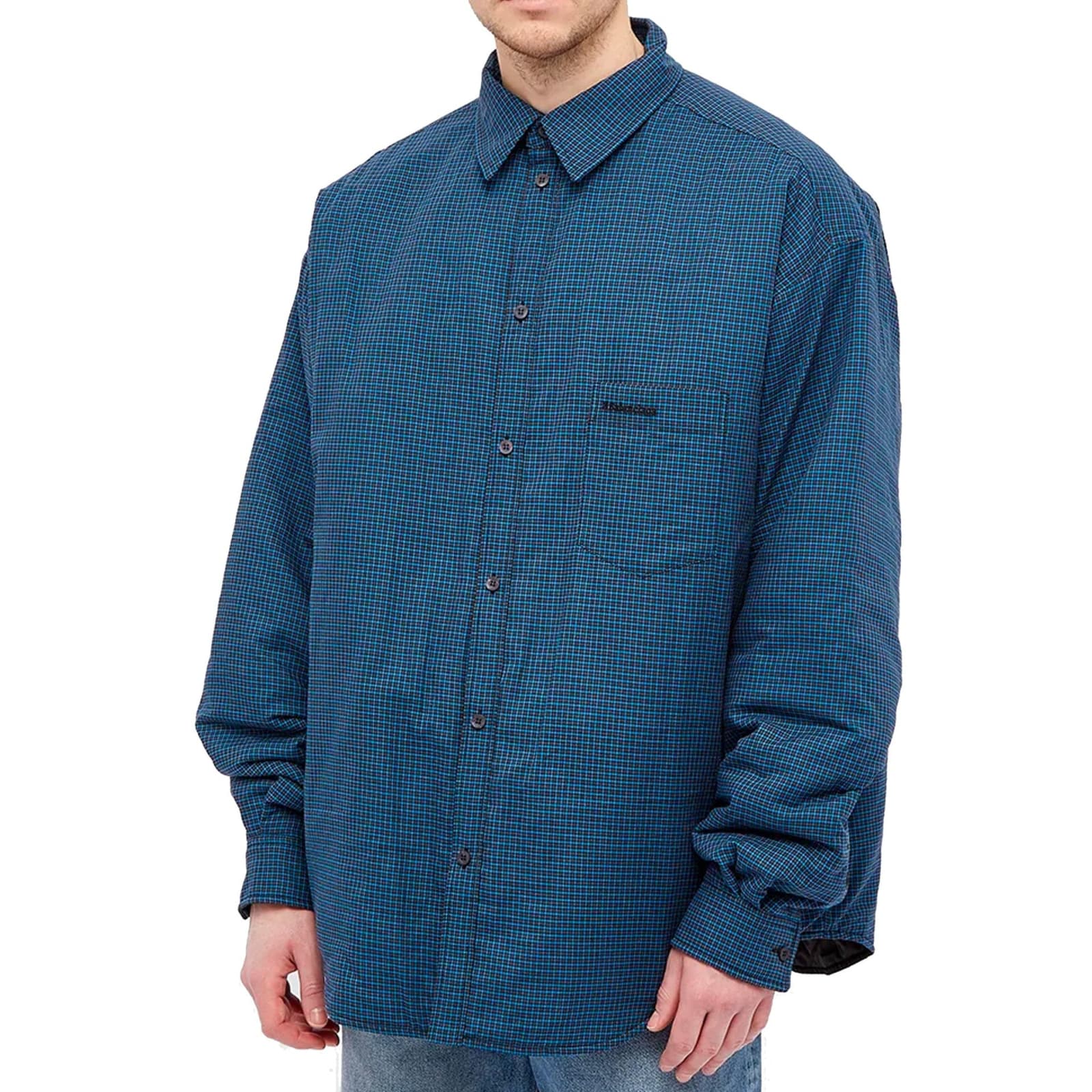 Shop Balenciaga Oversized Padded Shirt In Blue