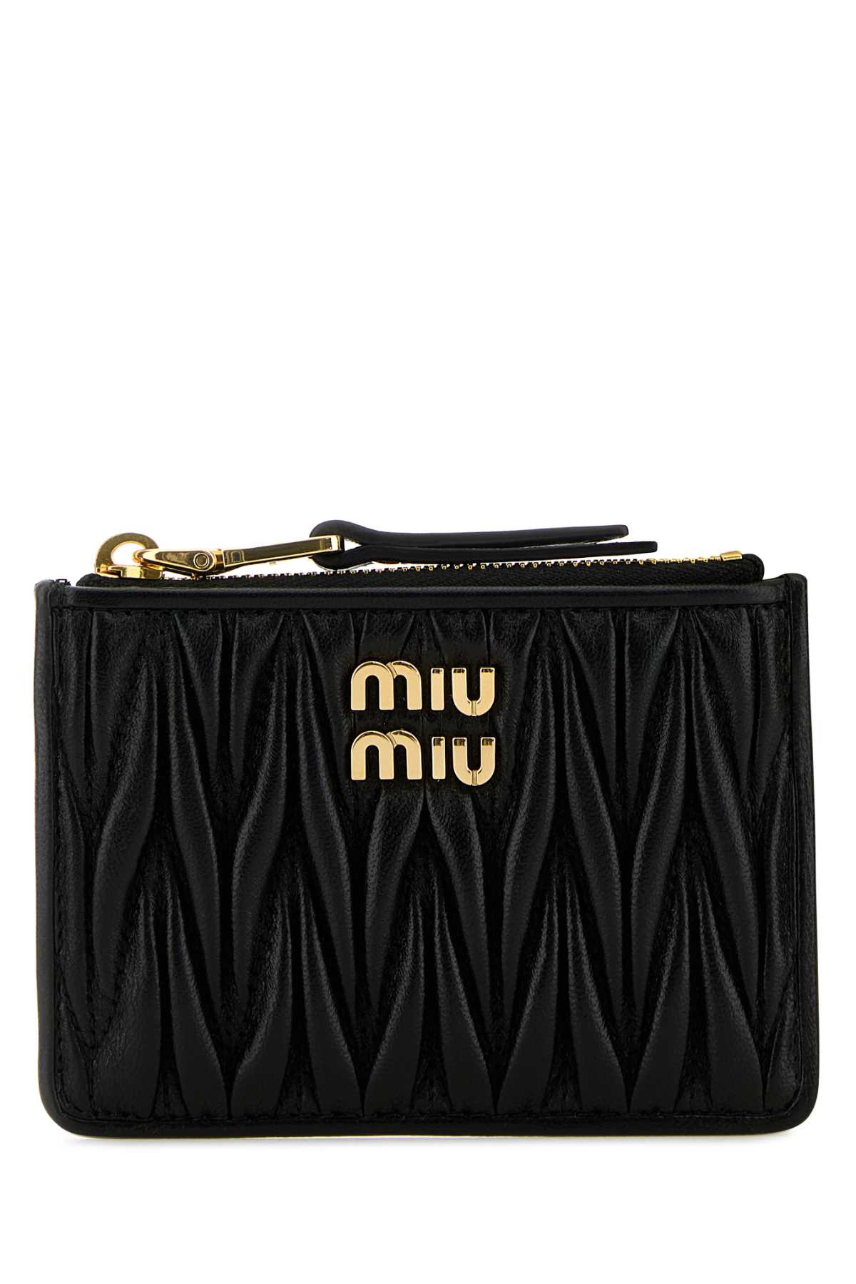 Shop Miu Miu Black Nappa Leather Card Holder In Nero