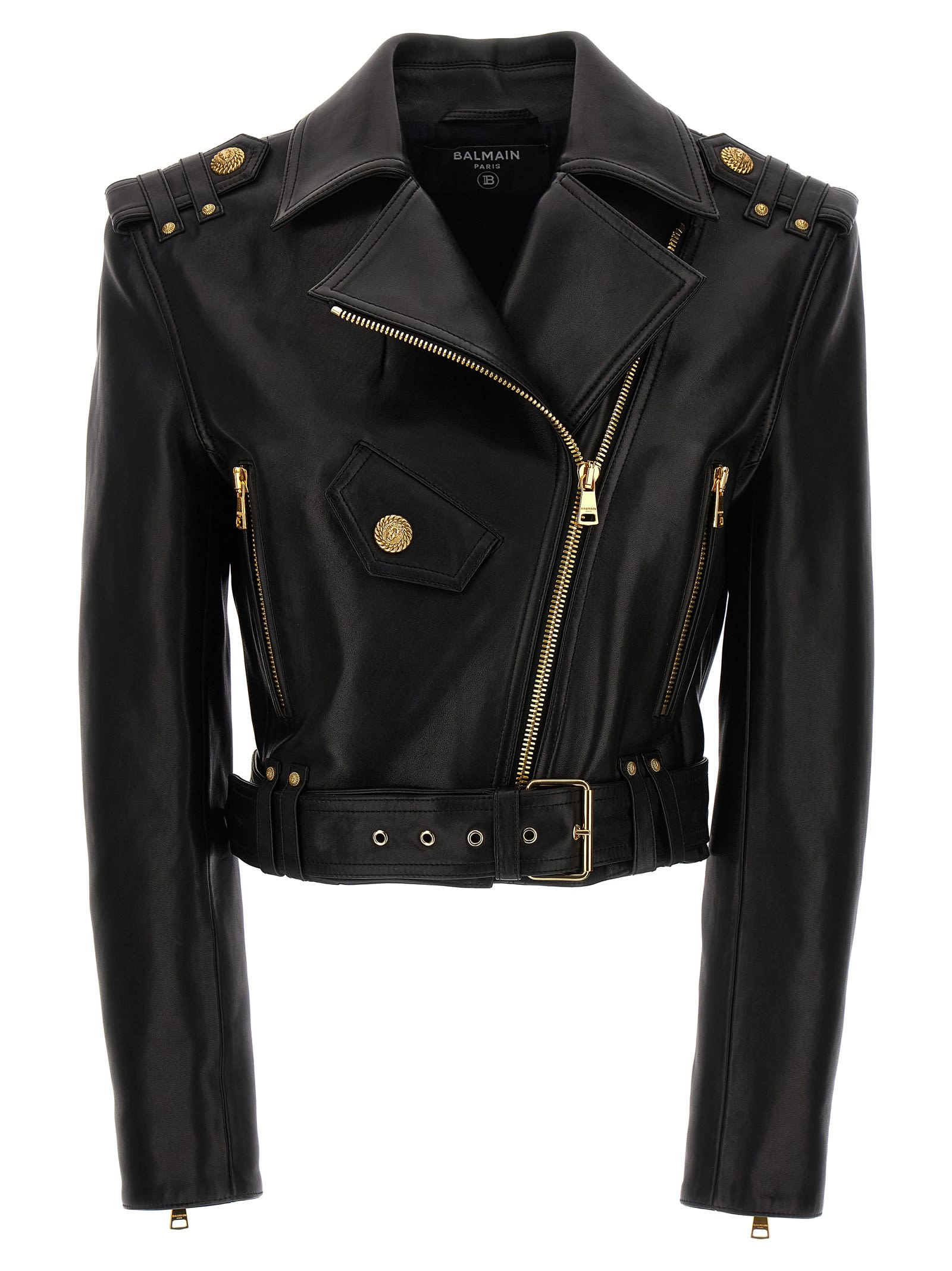 Shop Balmain Biker Jacket In Black