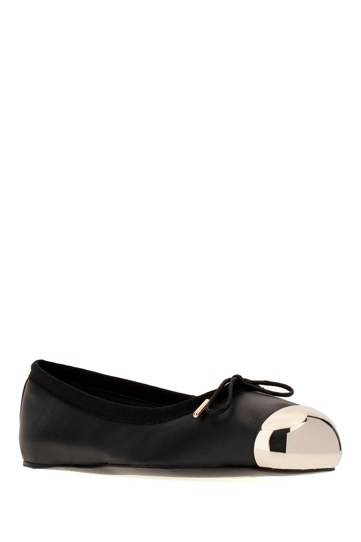 Shop Alexander Mcqueen Black Leather Ballerinas In 1081