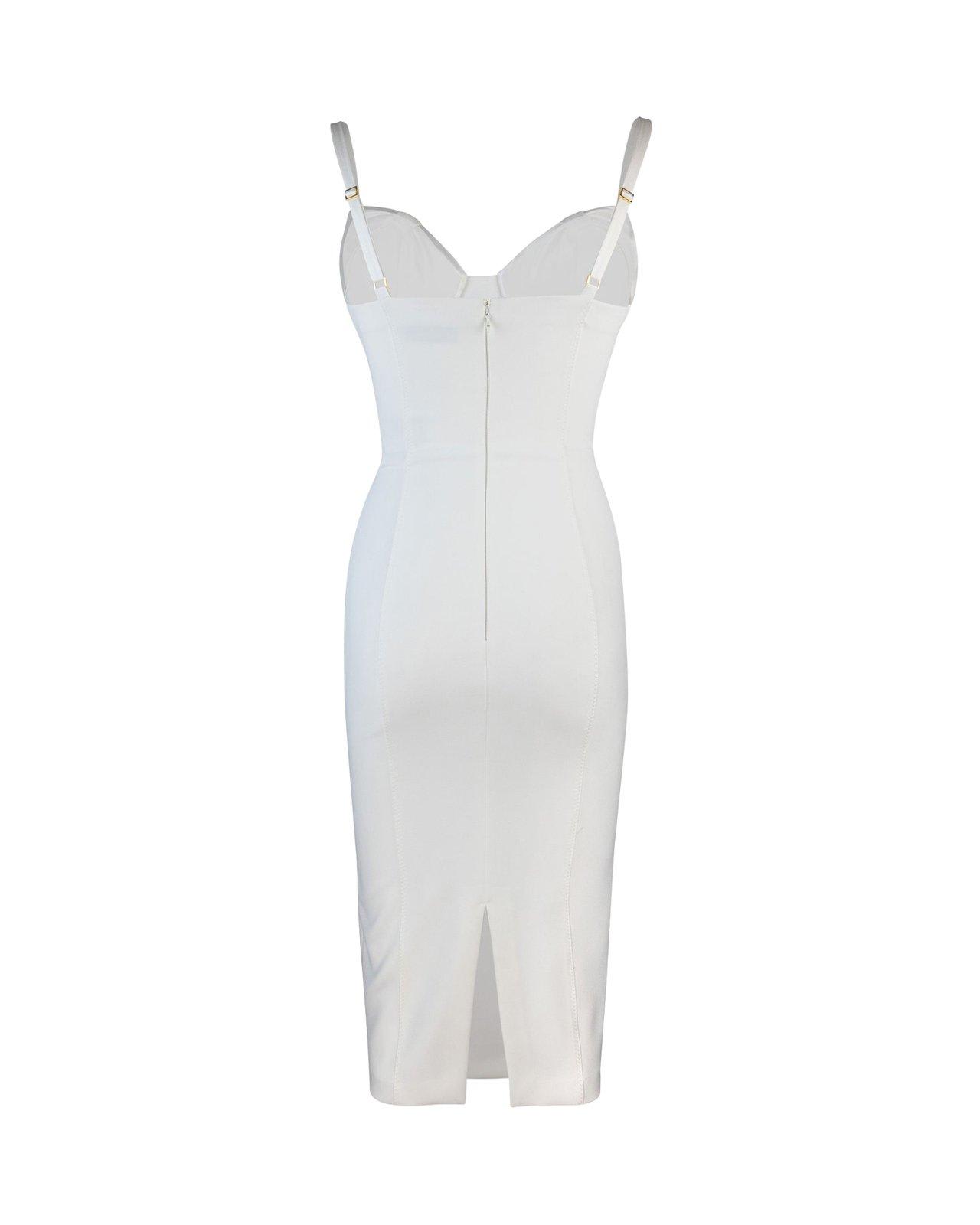 Elisabetta Franchi Crepe Dress With White Satin Bows In Avorio
