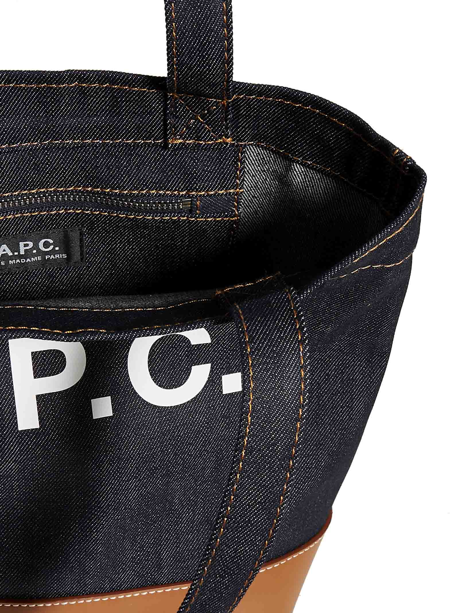 Apc A.p.c. A.p.c Woman Fabric And Leather Tote Bag With Print In Brown