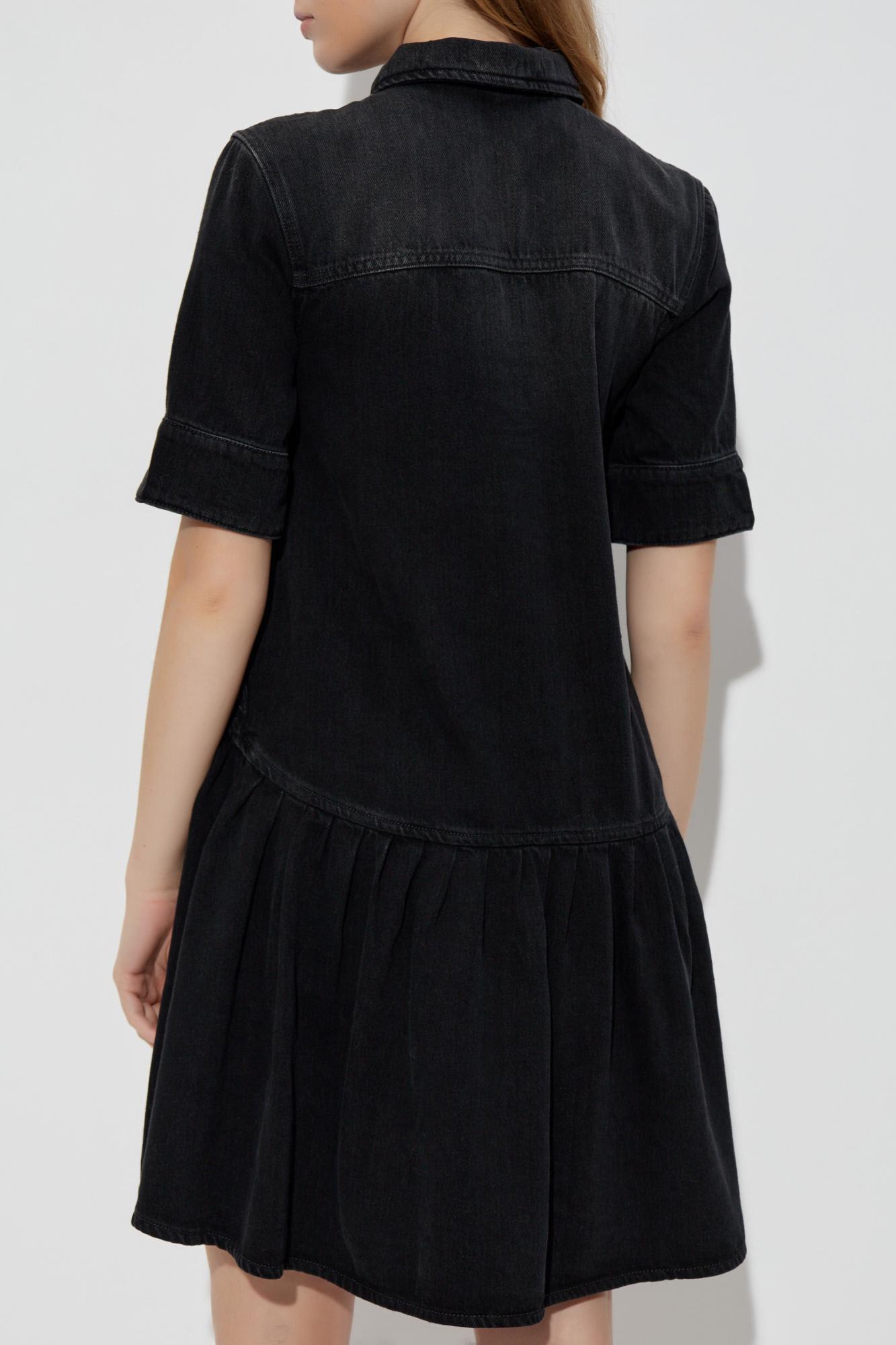 Ganni Short Sleeve Dress In Black