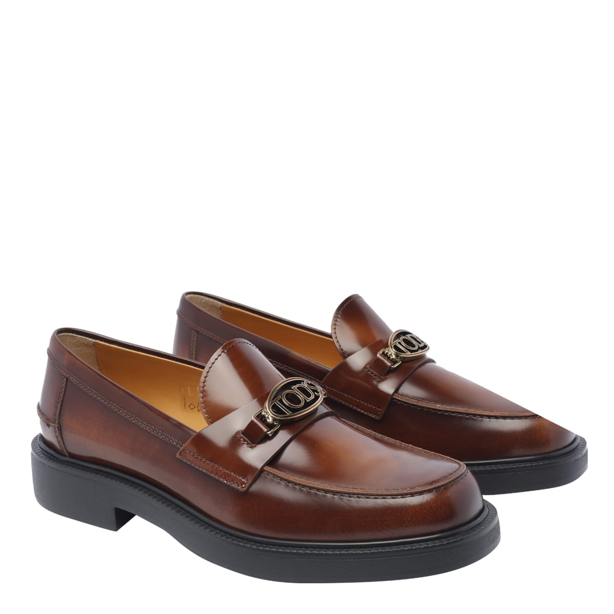 Shop Tod's Leather Loafers In Brown