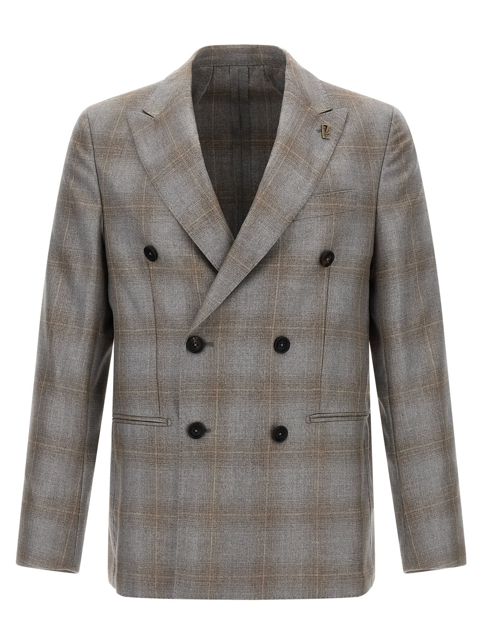 Pal Zileri Double-breasted Blazer Featuring Notch Lapel In Gray