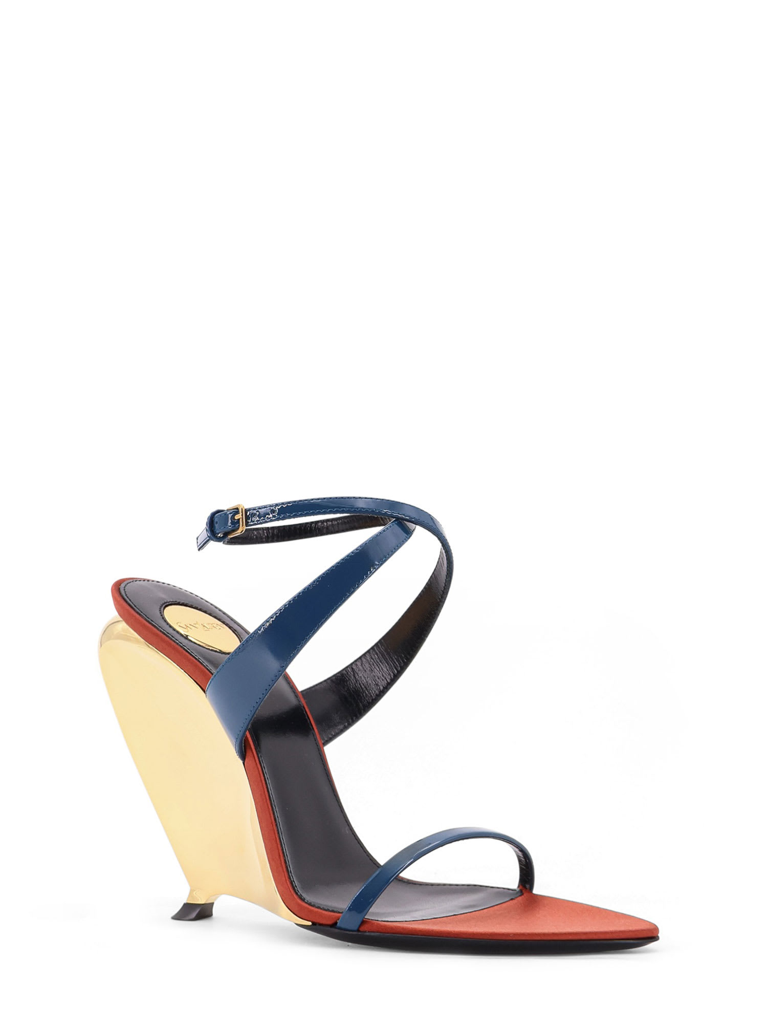 SAINT LAURENT TALLULAH 110 PATENT LEATHER SANDALS WITH SCULPTURAL WEDGE HEEL