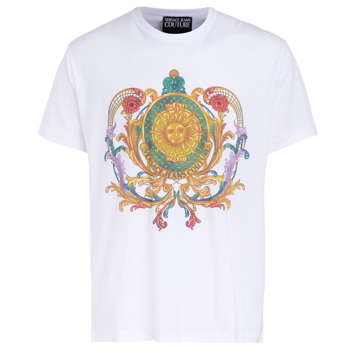 Versace Jeans Couture White T-shirt With Garland Sun Print