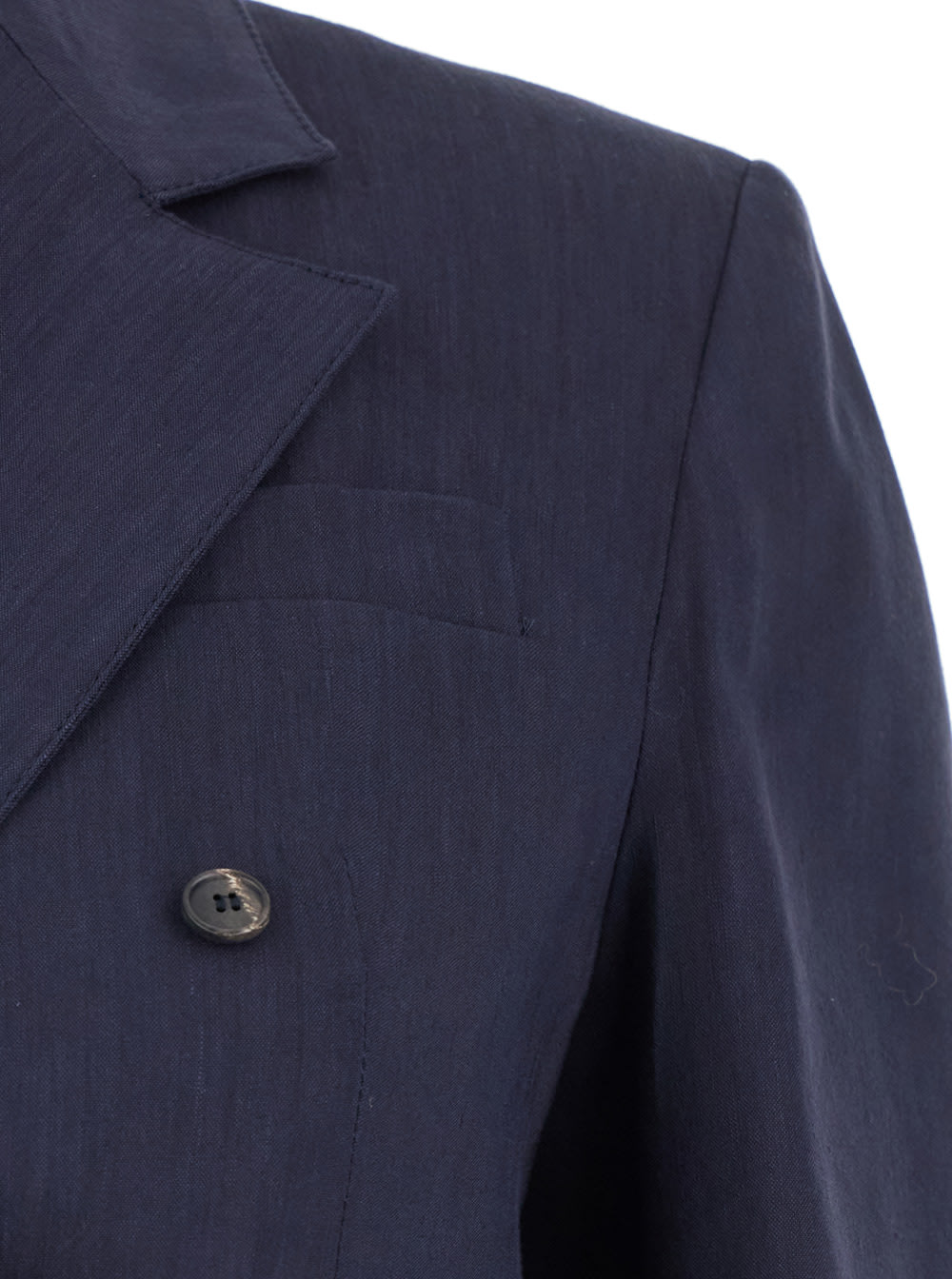 Tela Blue Double-breasted Suit With Notched Revers In Linen And Viscose Stretch Blend Woman In Blu