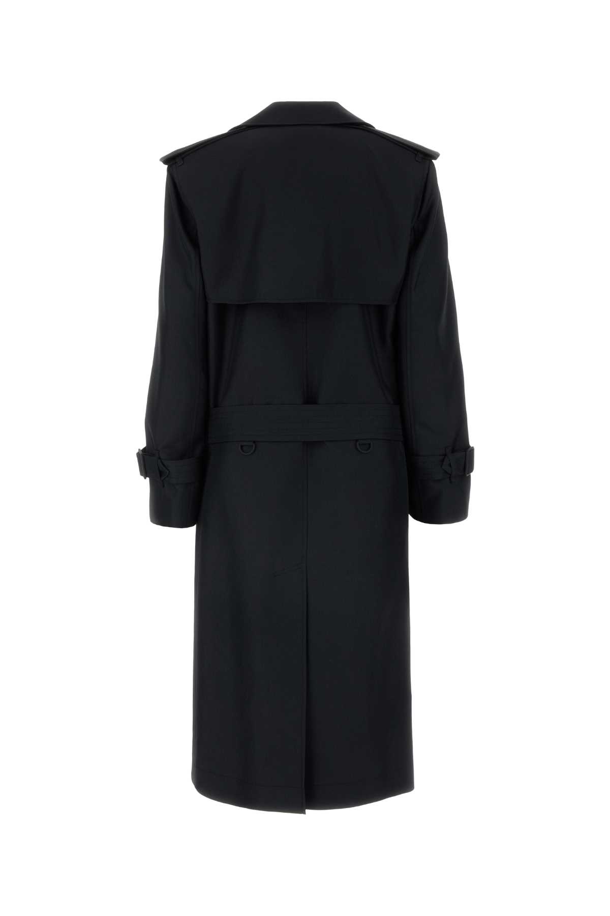 Shop Burberry Black Silk Blend Trench Coat