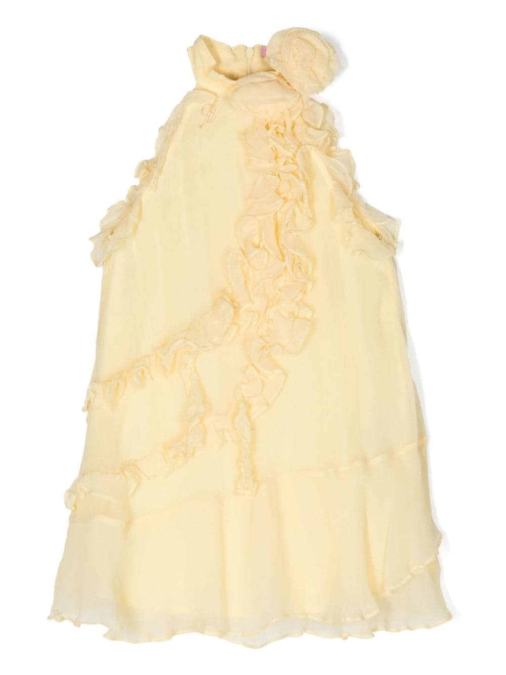 Shop Miss Blumarine Pastel Yellow Ruffled Chiffon Dress