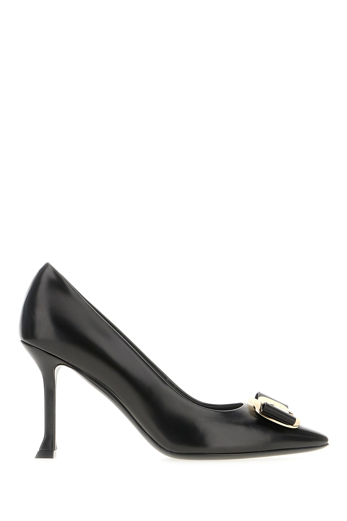 Ferragamo Black Nappa Leather Pumps In Nero