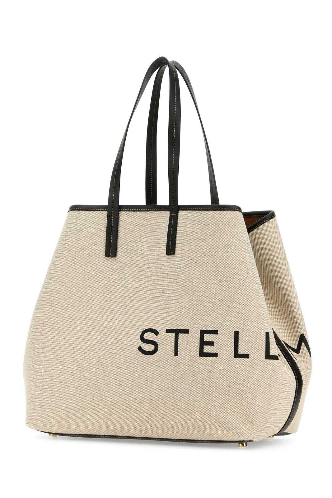 Shop Stella Mccartney Logo-printed Tote Bag In Beige