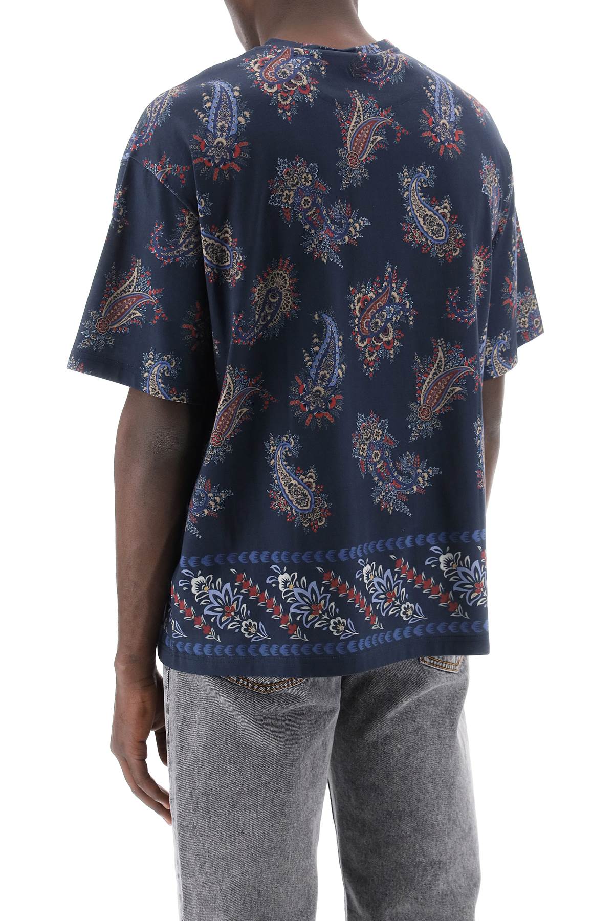 Shop Etro Paisley Print Crewneck T In Stampa Fdo Blu (green)