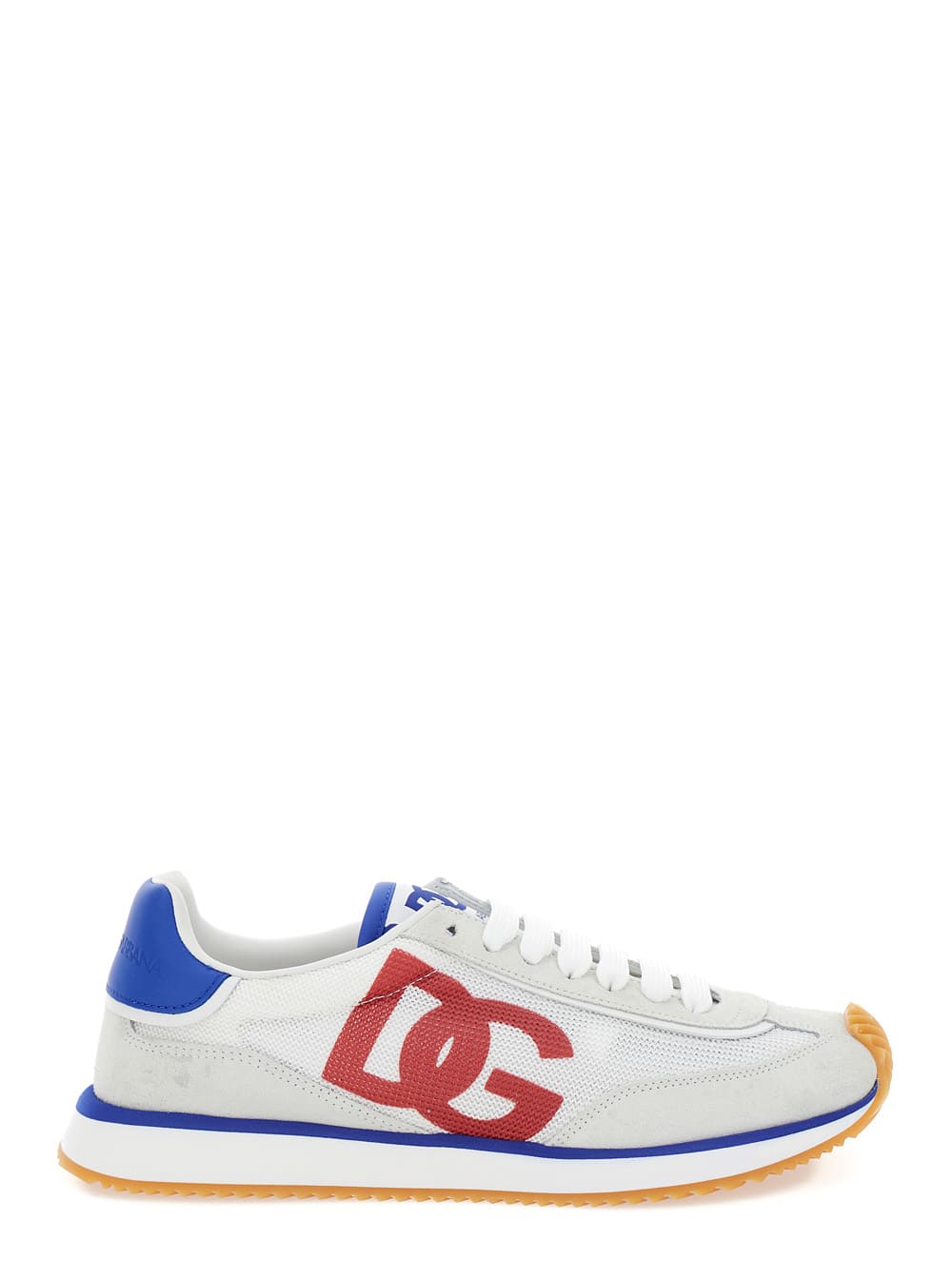 Shop Dolce & Gabbana Aria Multicolor Running Sneakers With Logo Detail In Suede And Tech Fabric Woman In White