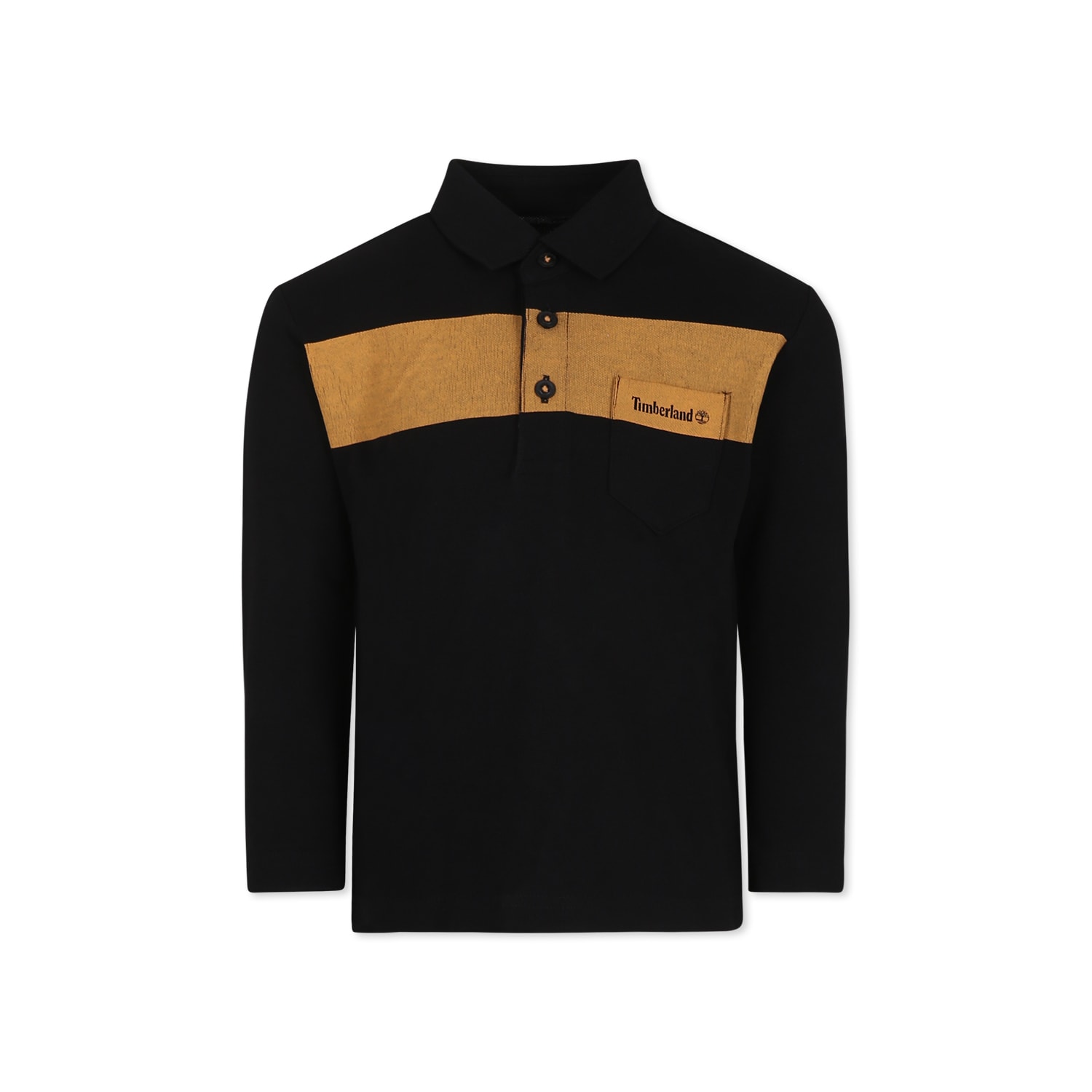 Timberland Black Polo Shirt For Boy With Logo In Black