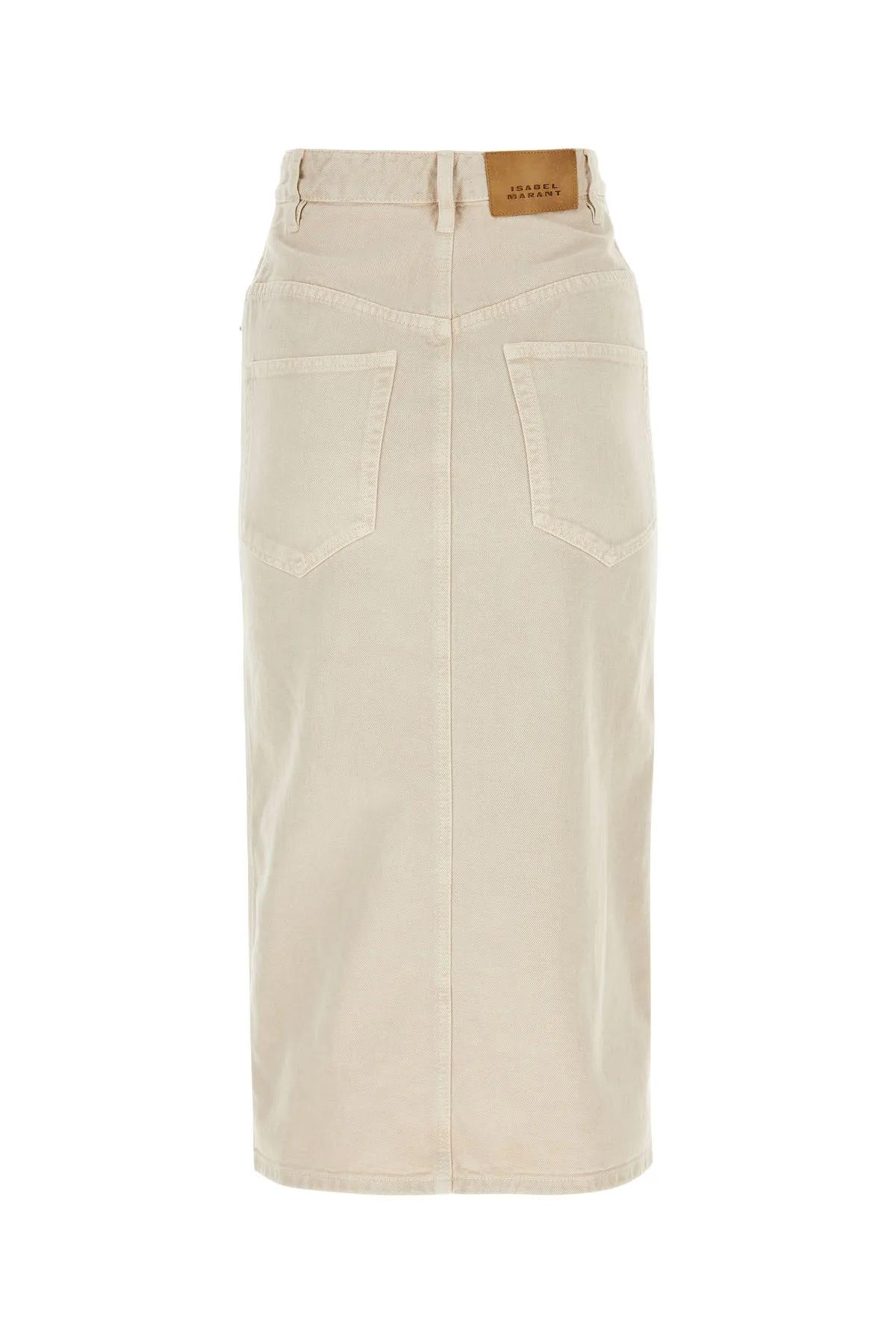 Shop Marant Etoile Ivory Denim Vandy Skirt In Powder