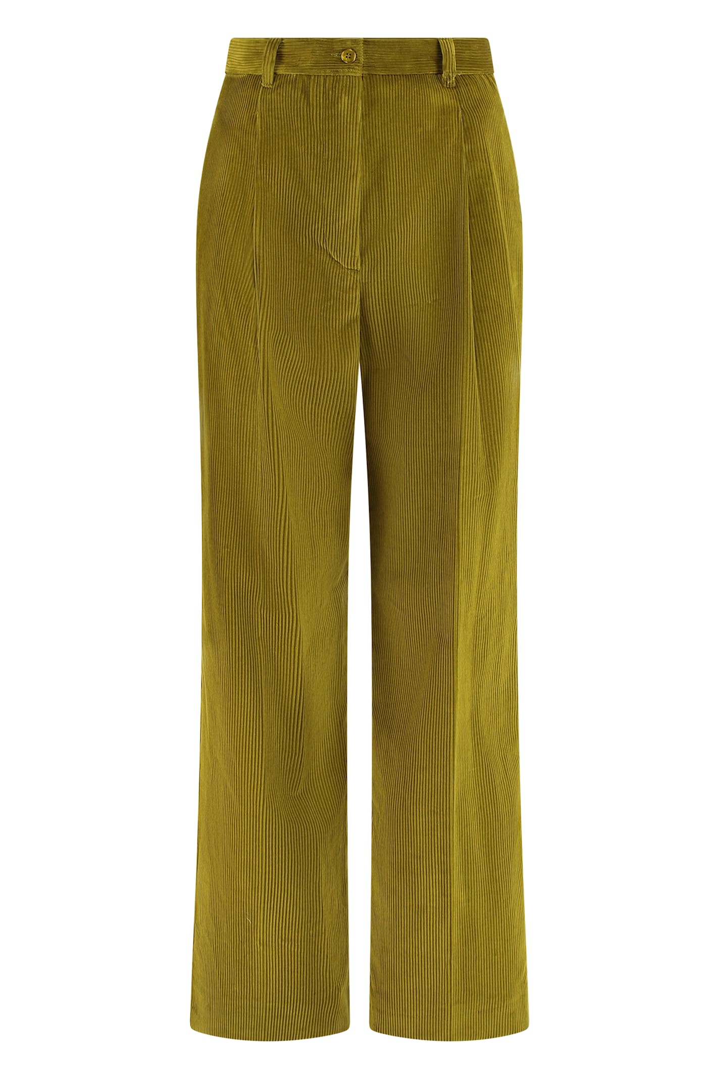 Weekend Max Mara Wide Leg Corduroy Trousers Featuring Pockets In Green