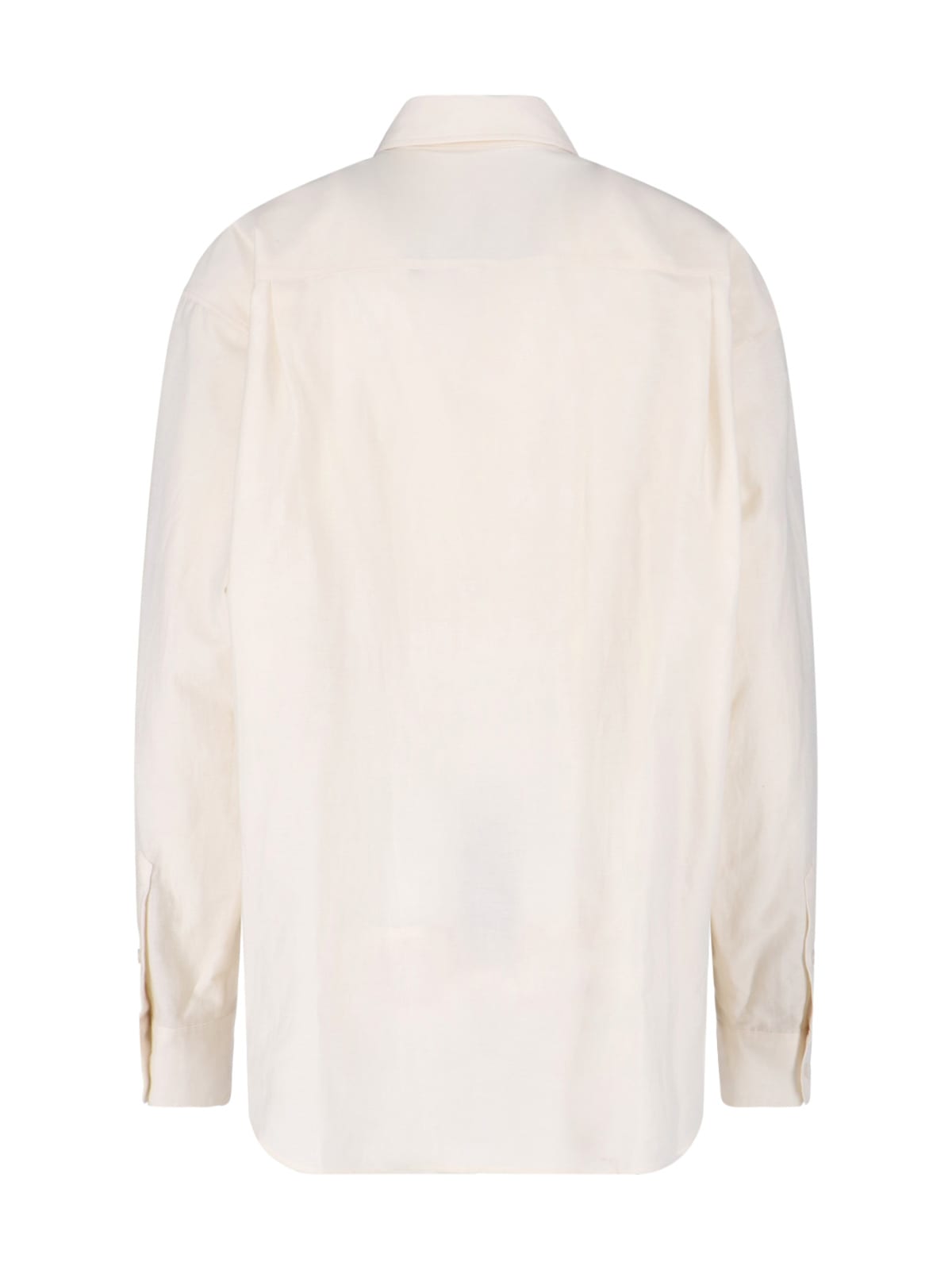Marni Fringed Collared Top Long Sleeves In Neutral