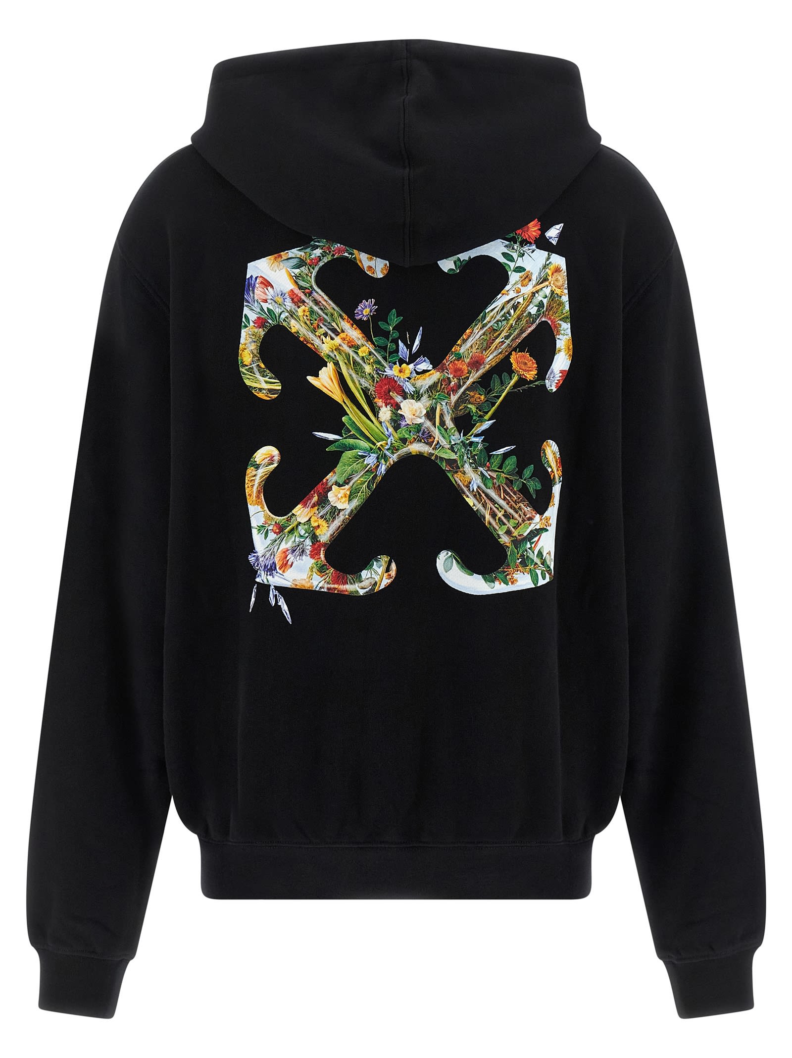 Off-white Hoodie With Graphic Back Design In Black