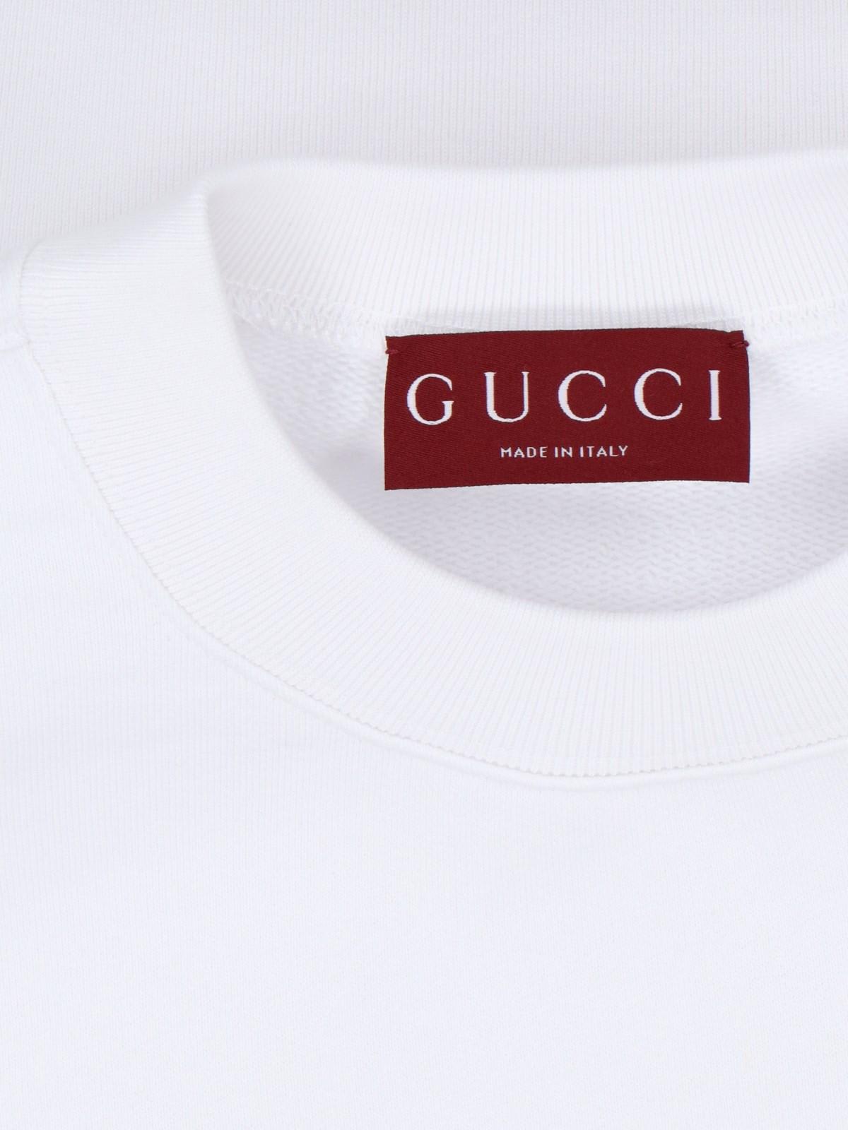 Shop Gucci Logo Crewneck Sweatshirt In White Mc