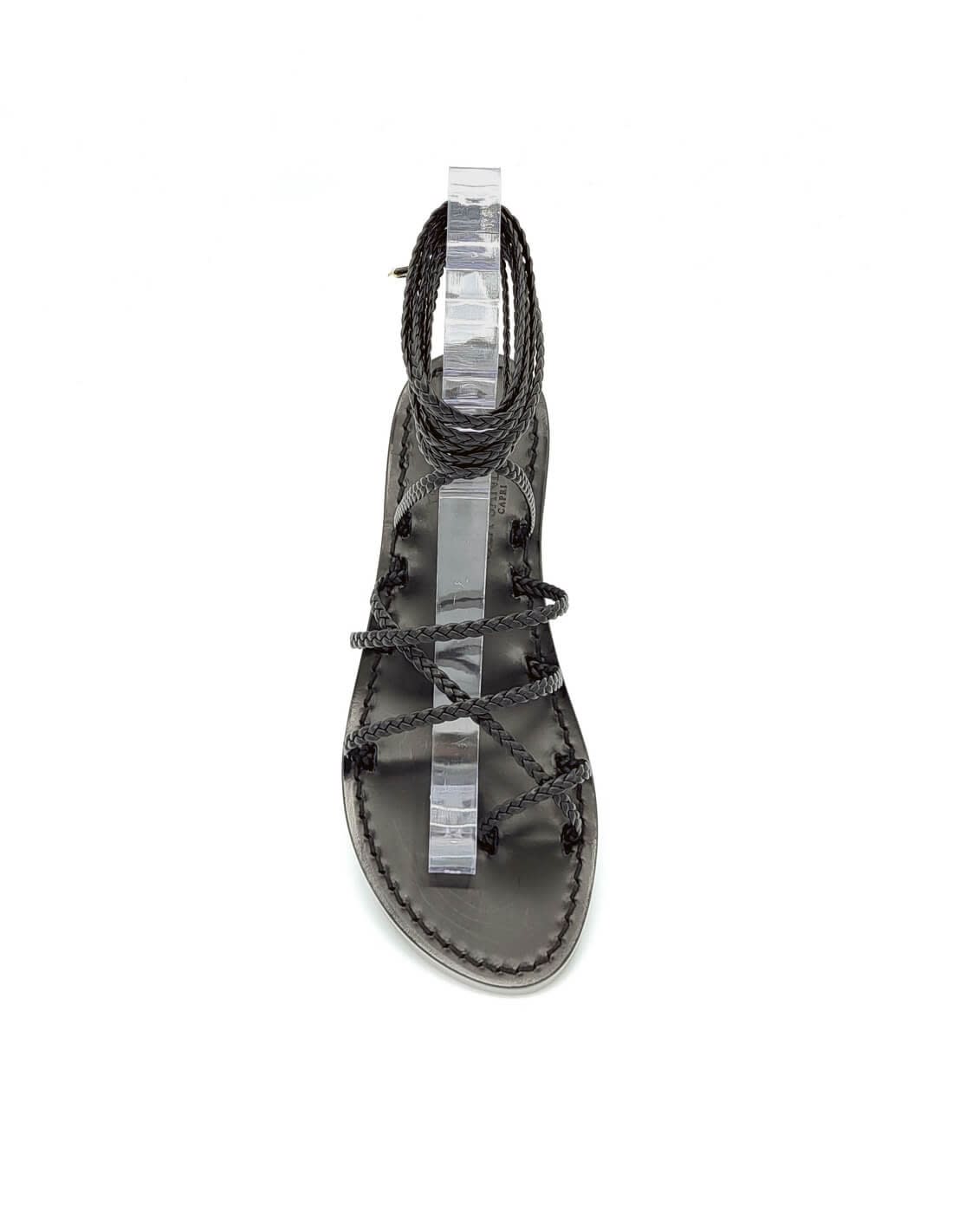 Total Black Leather Gladiator Sandals
