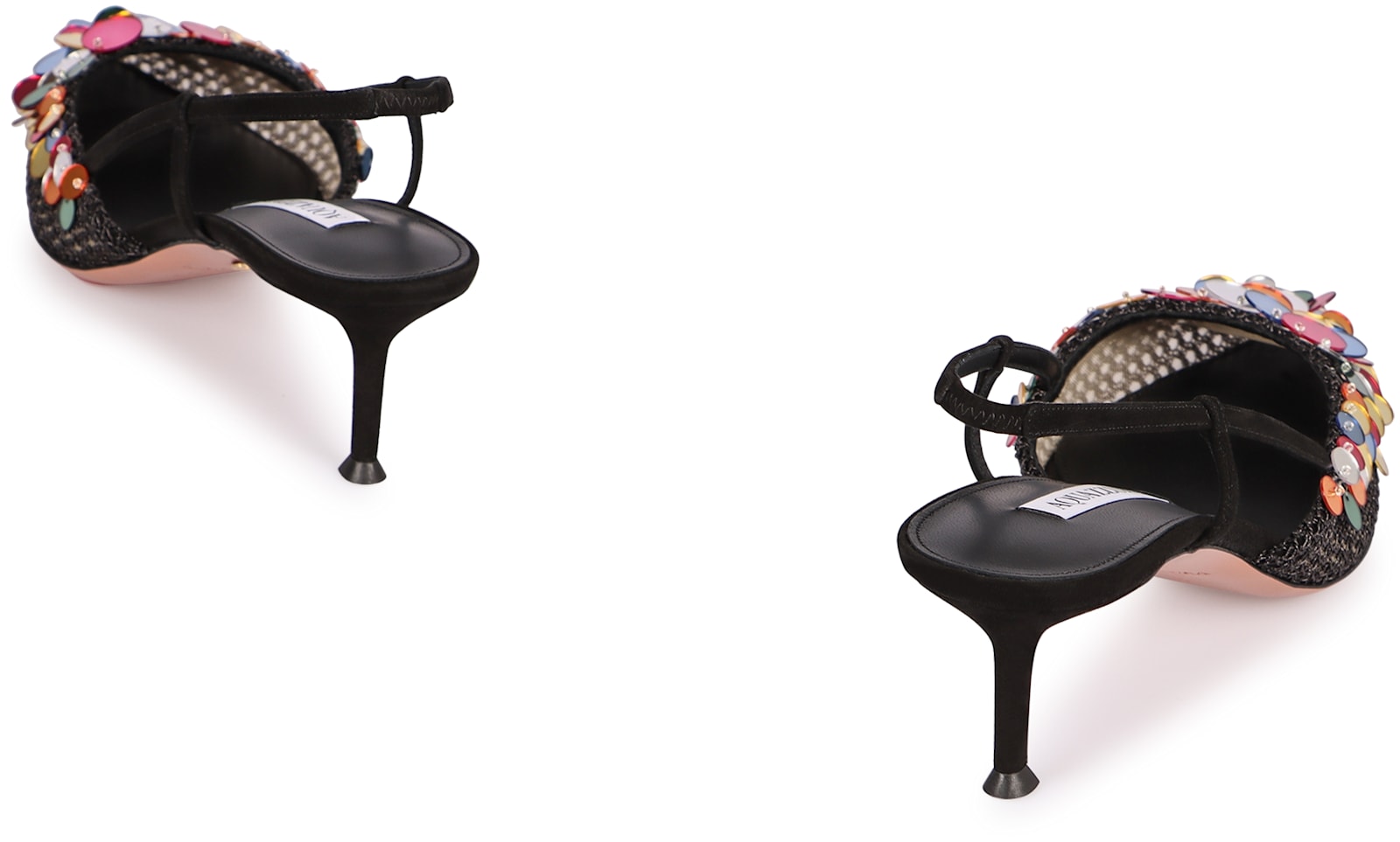 Aquazzura Can Can 105 Sequined Mesh And Suede Slingback Pumps In Black