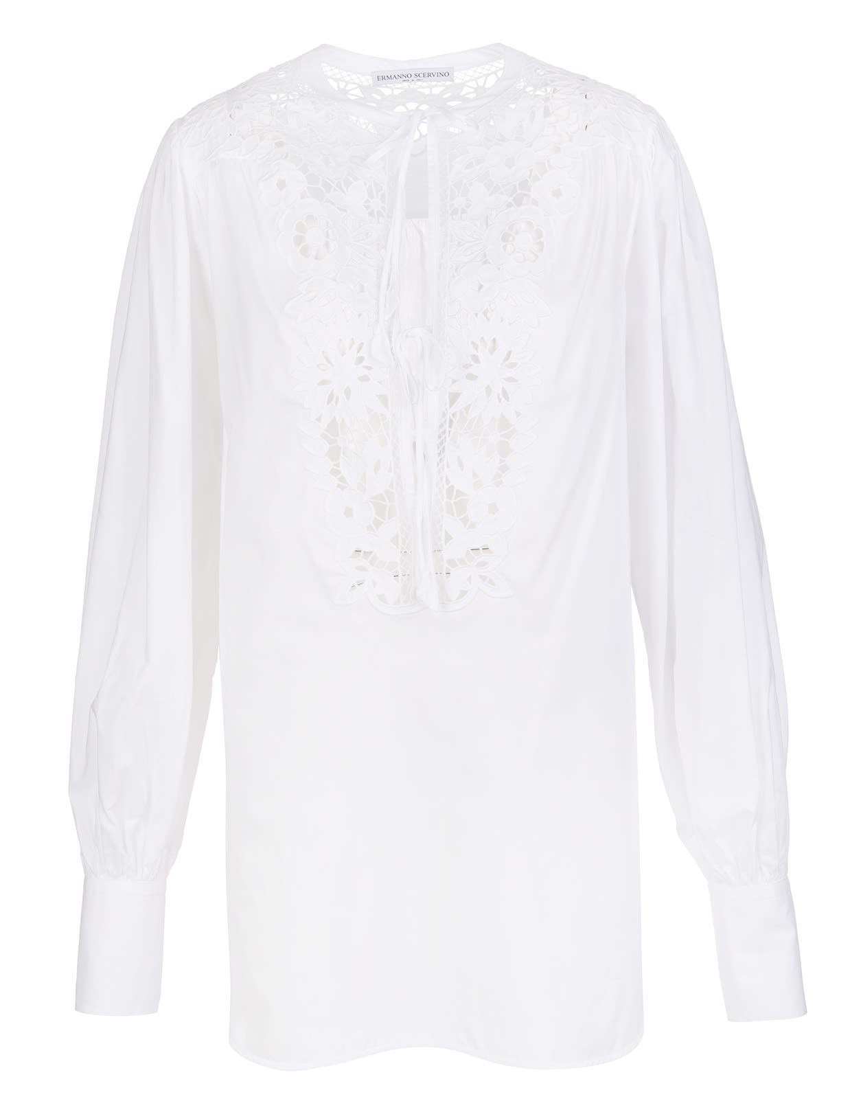 Ermanno Scervino White Over Shirt With Intaglio Embroidery