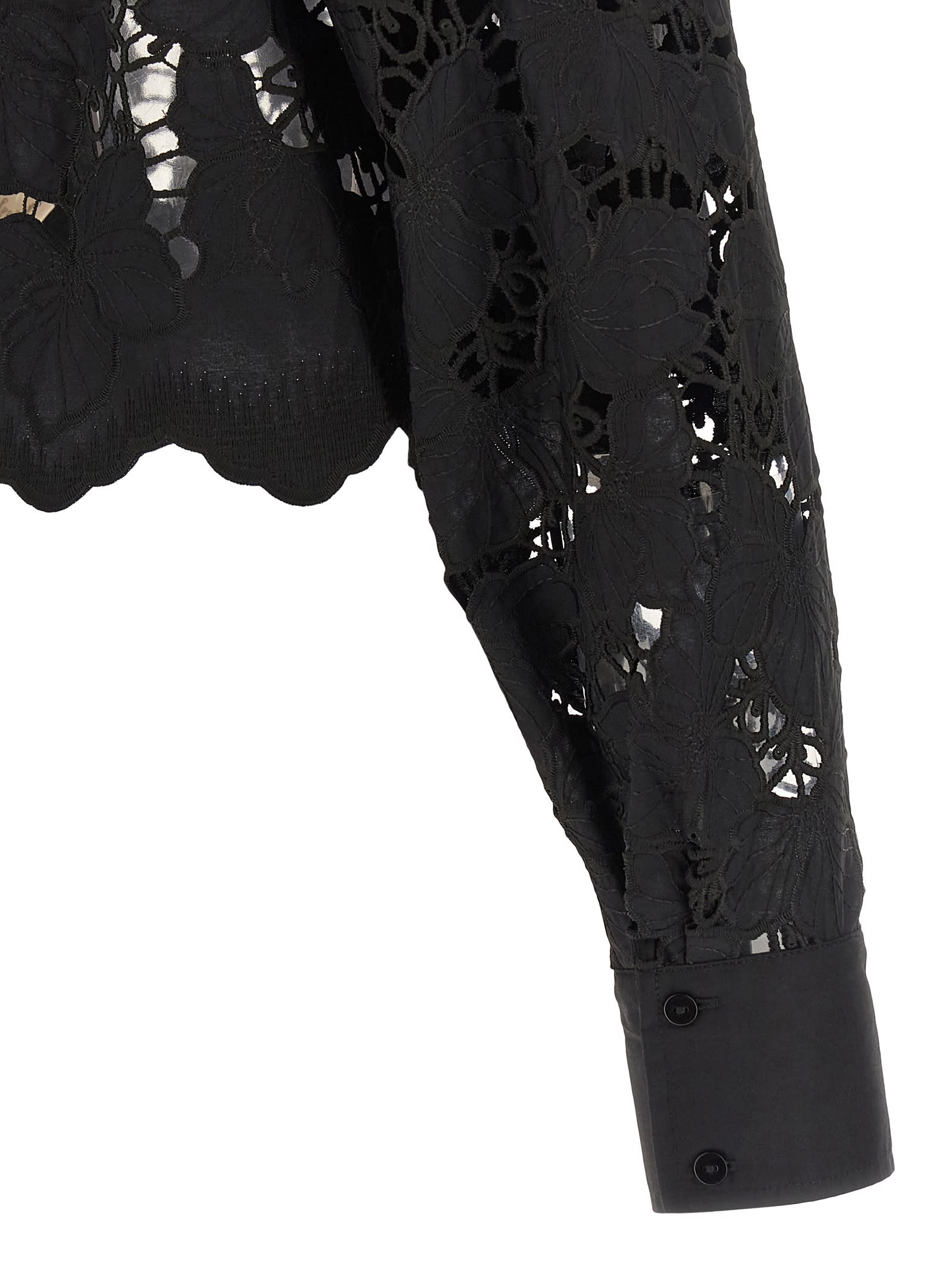 L'agence Seychelle Lace Button Front Shirt In Black