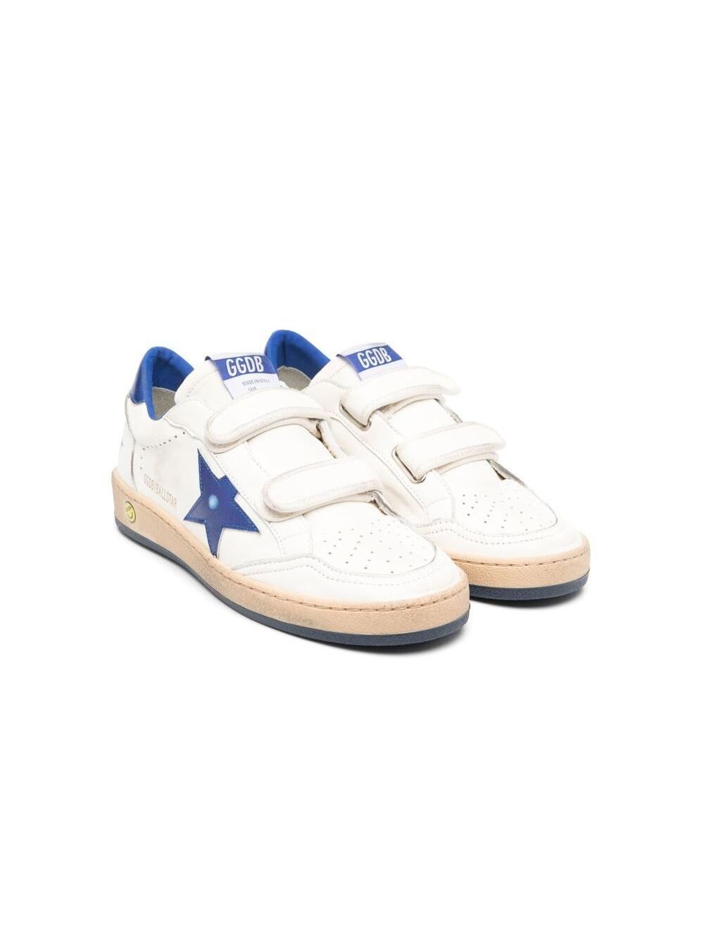 Golden Goose ballstar White And Blue Low Top Sneakers With Star Patch In Leather Boy