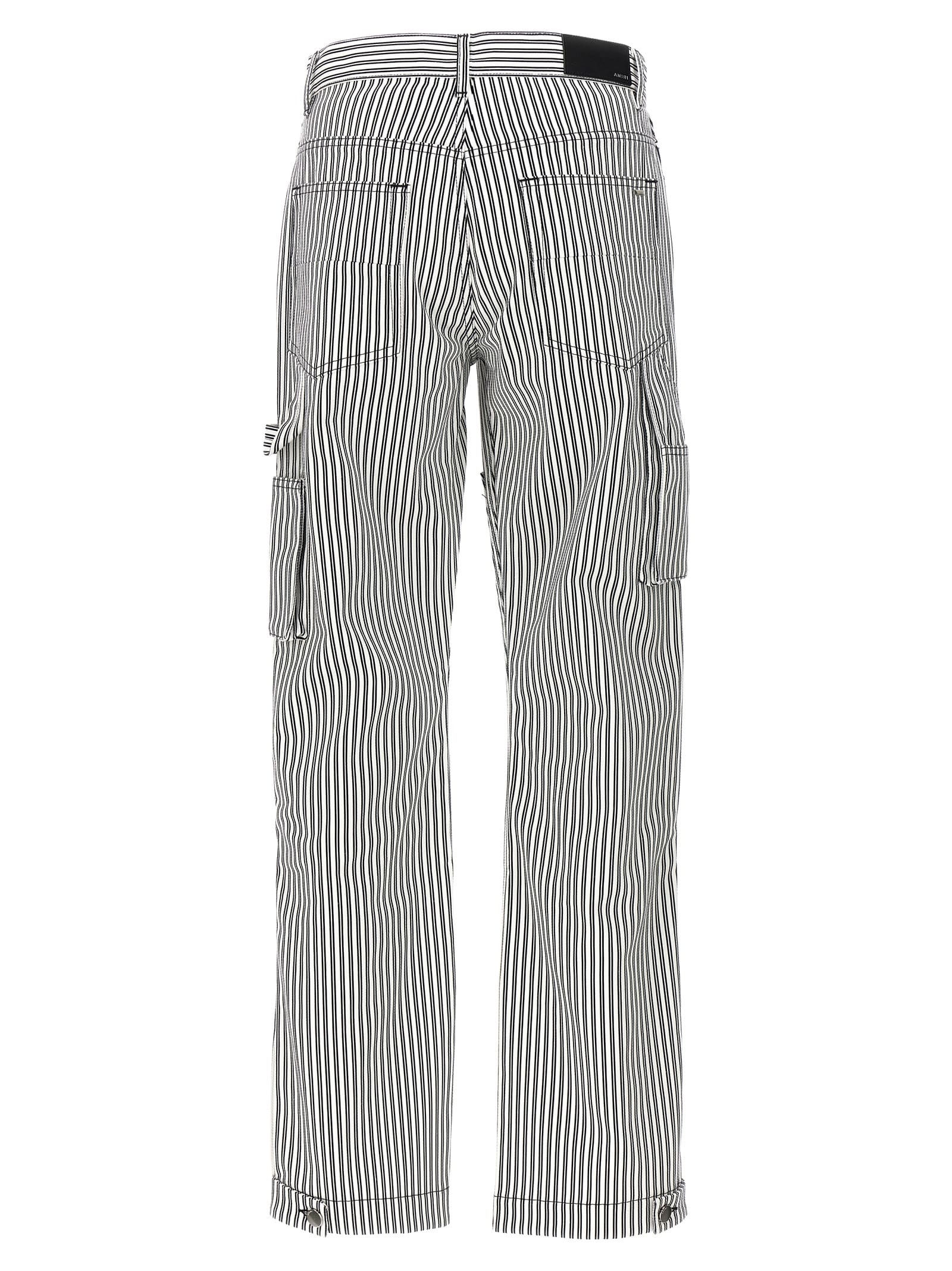 Shop Amiri Motors Carpenter Pants In White/black