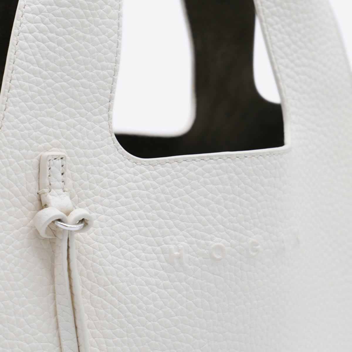 Hogan Leather Textured Top Handle Detachable Strap In White
