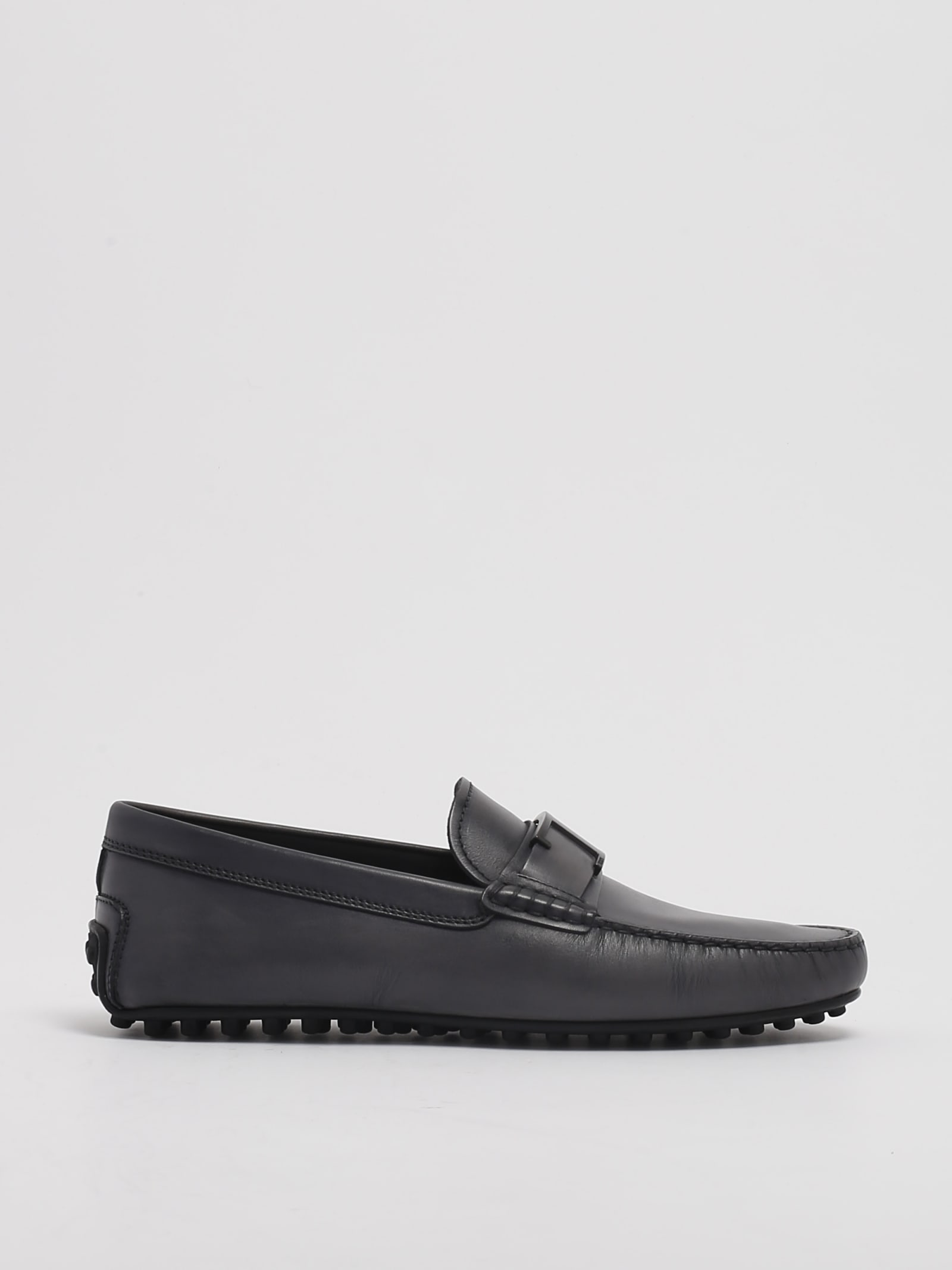 Shop Tod's City Gommino T Piatta Loafers In Grigio Fumo