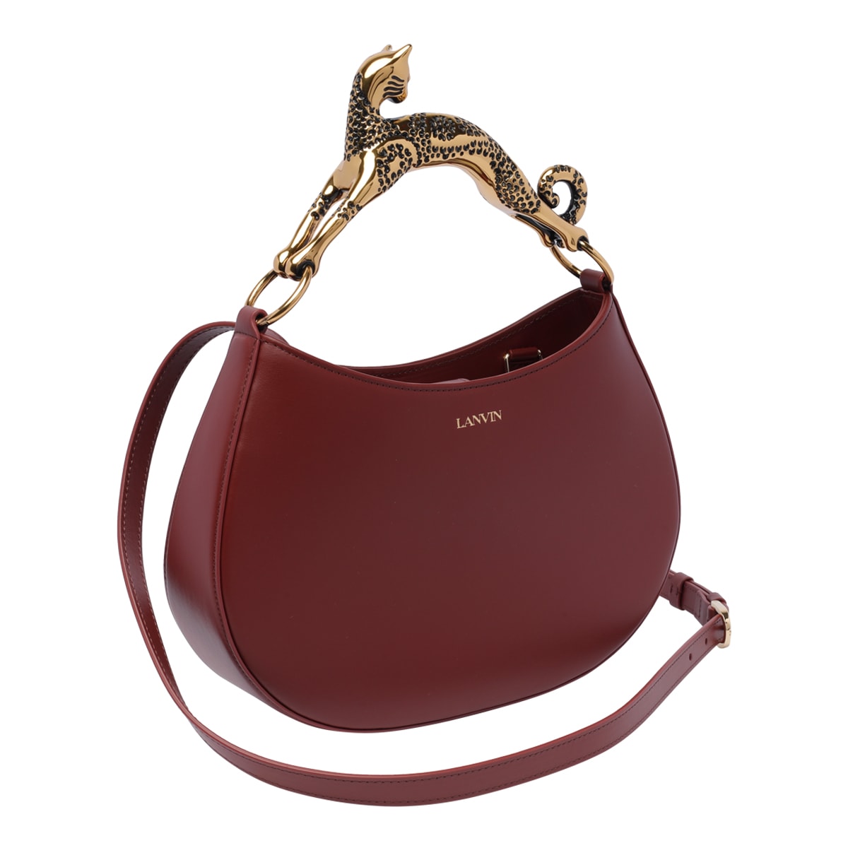 Shop Lanvin Cat Hobo Bag In Red