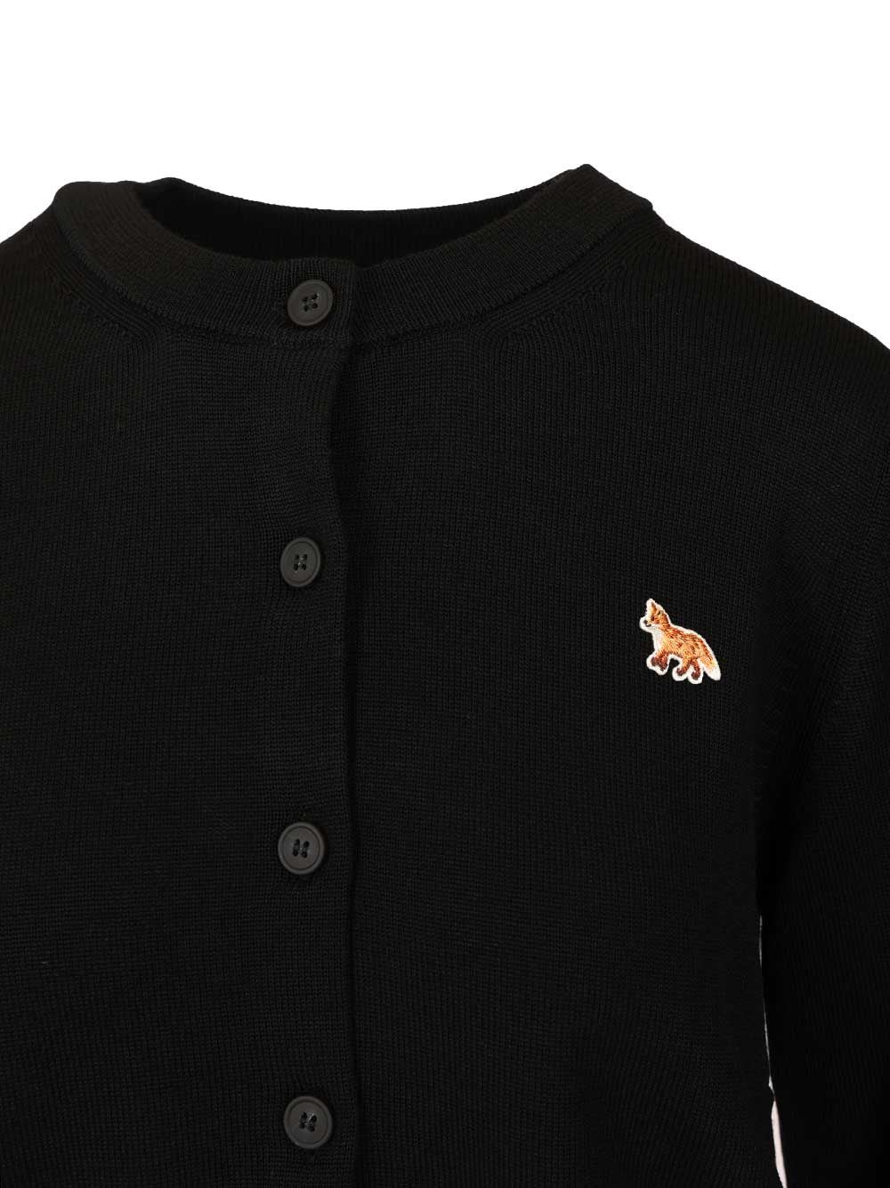 Maison Kitsuné Merino Wool Cardigan In Black