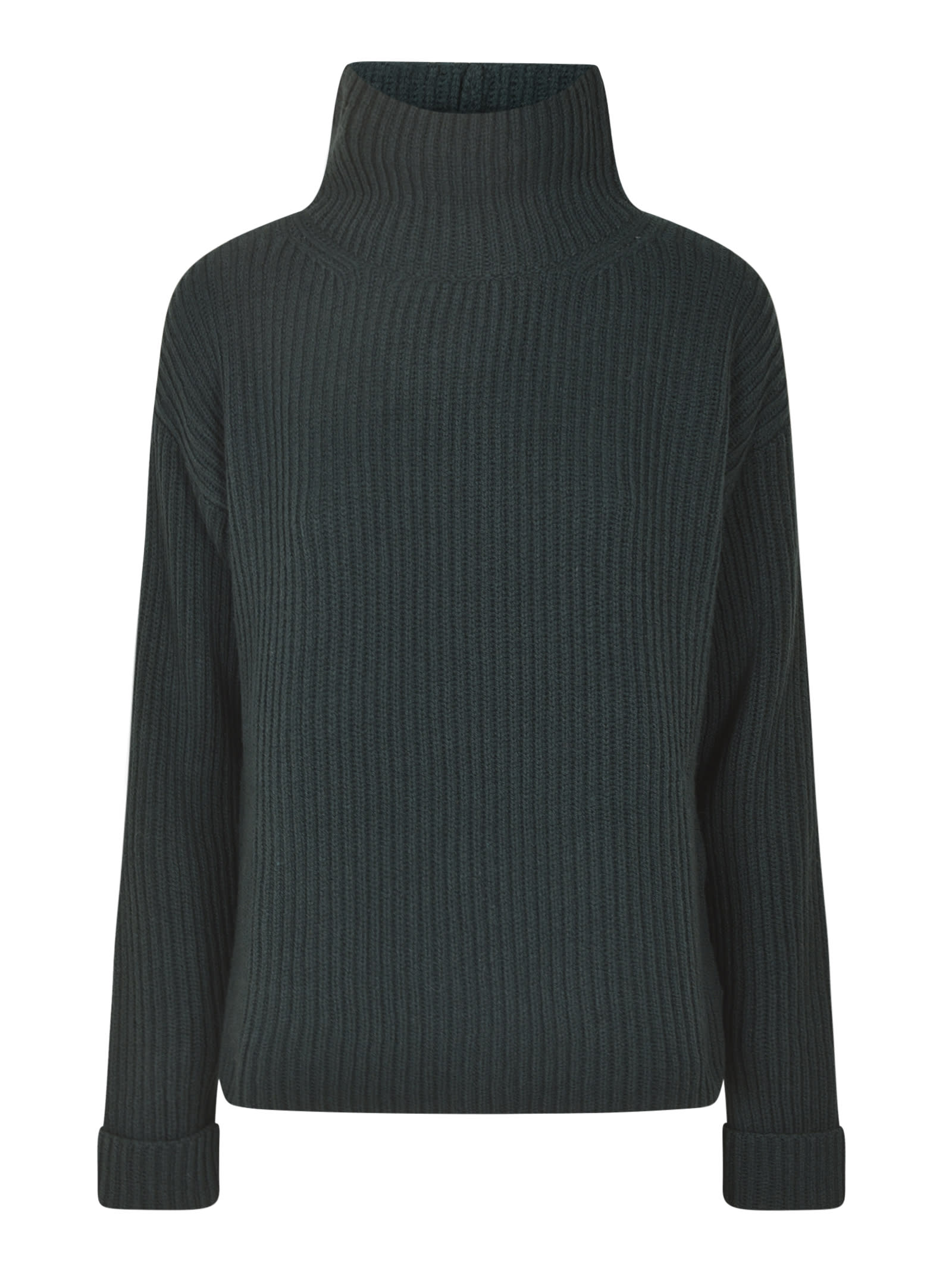 High Turtleneck Plain Knit Pullover