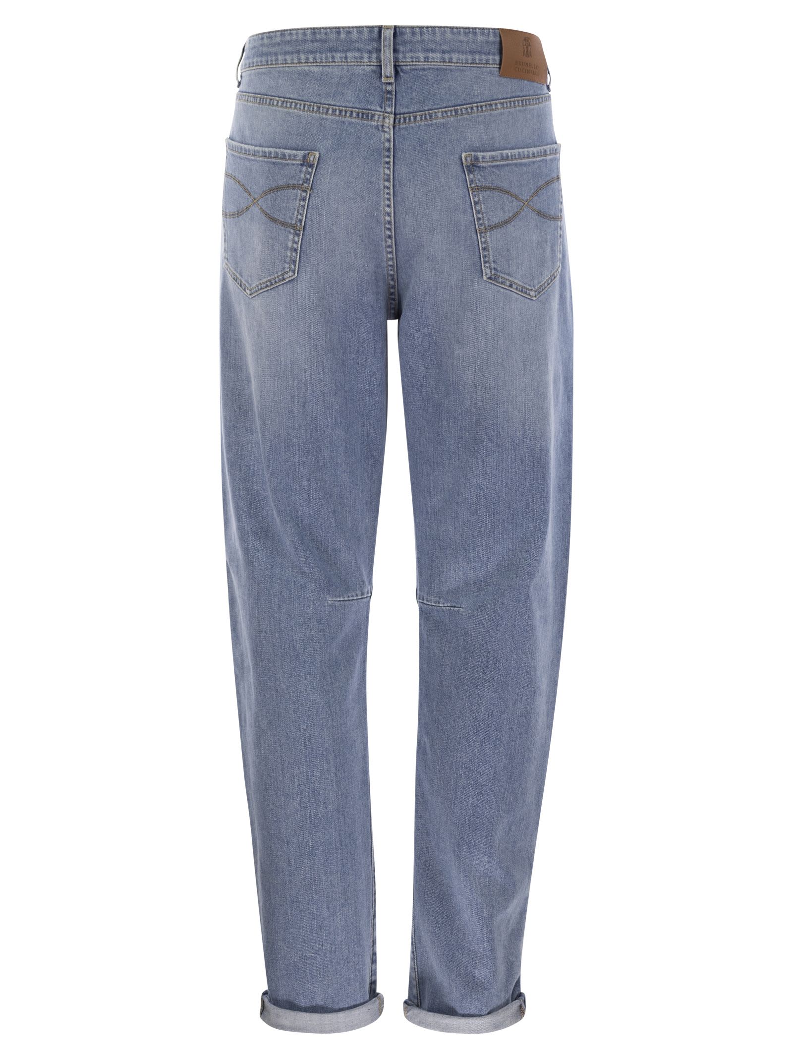 Shop Brunello Cucinelli Five-pocket Leisure Fit Trousers In Lightweight Denim In Medium Denim