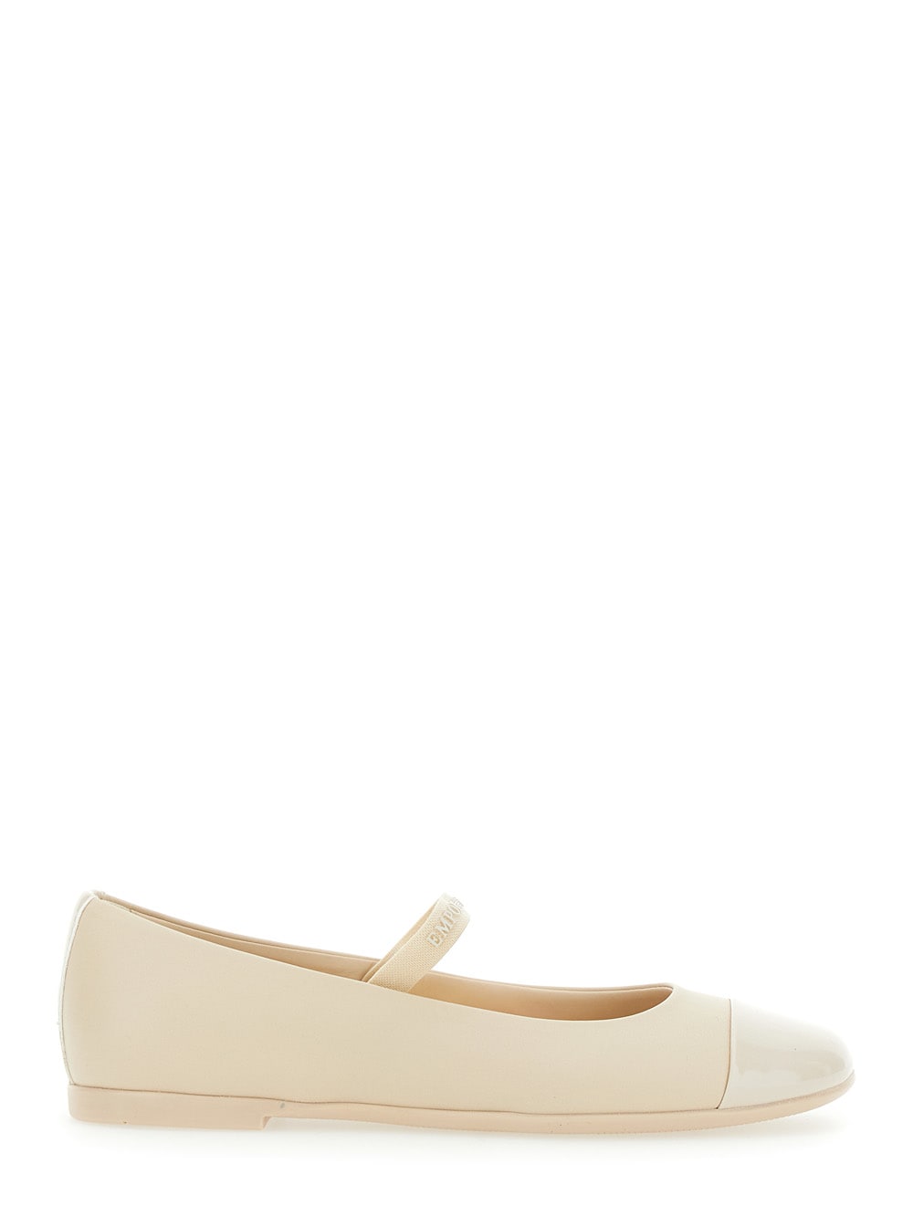 Emporio Armani Nappa-leather Ballerinas With Patent Leather Toe In Neutral