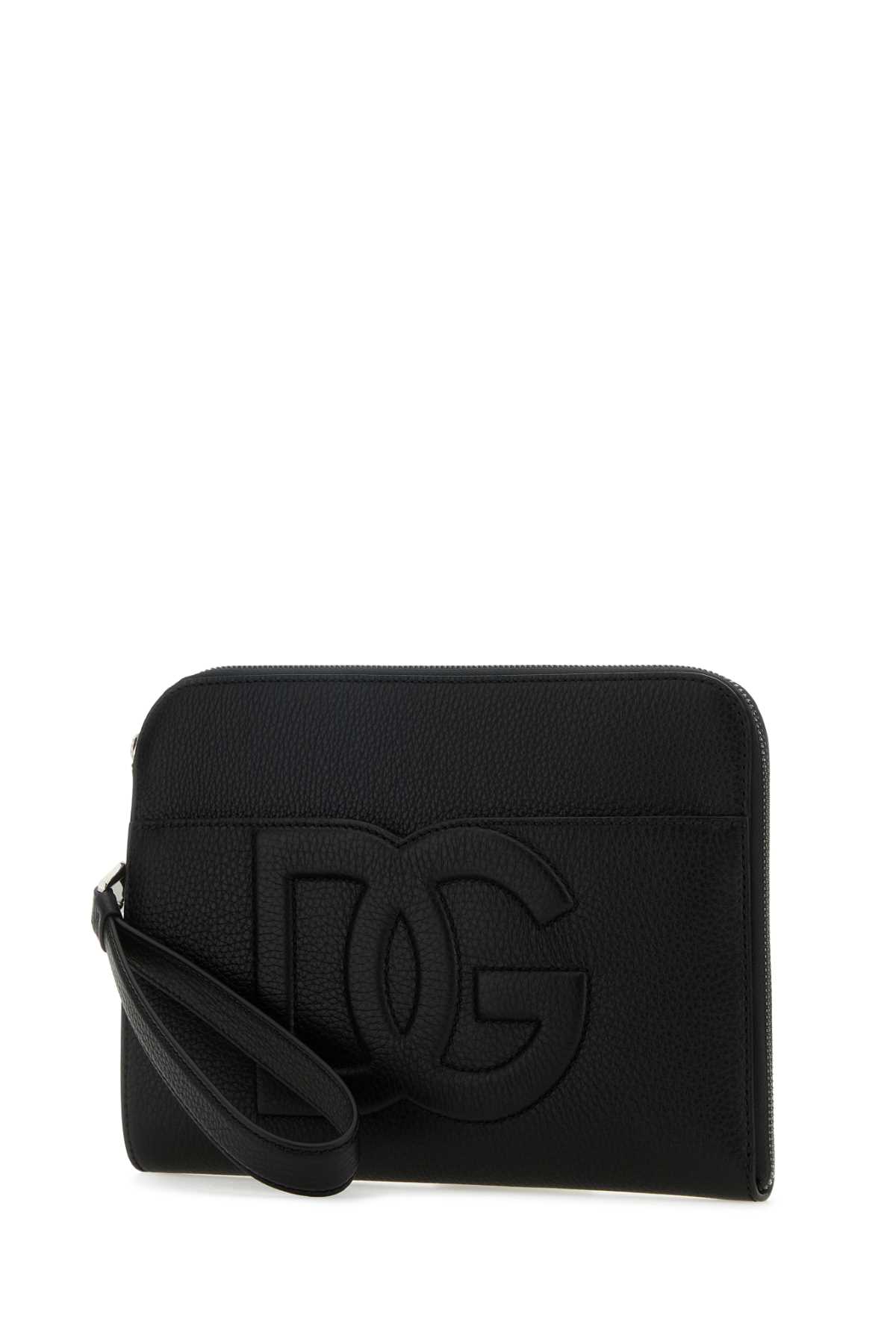 Dolce & Gabbana Black Leather Pouch In Nero