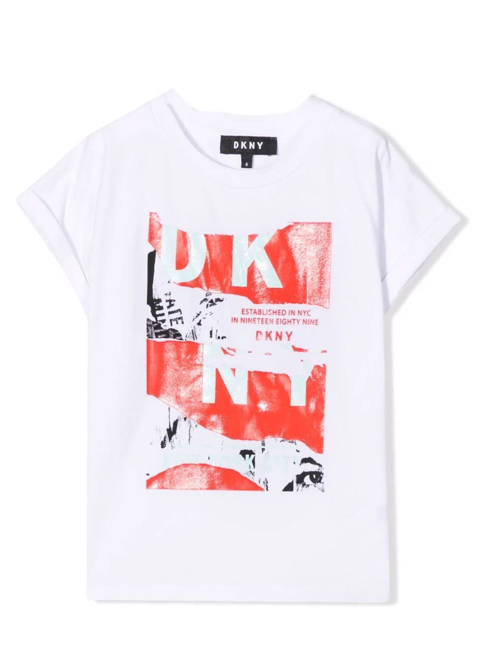 DKNY White Cotton Tshirt
