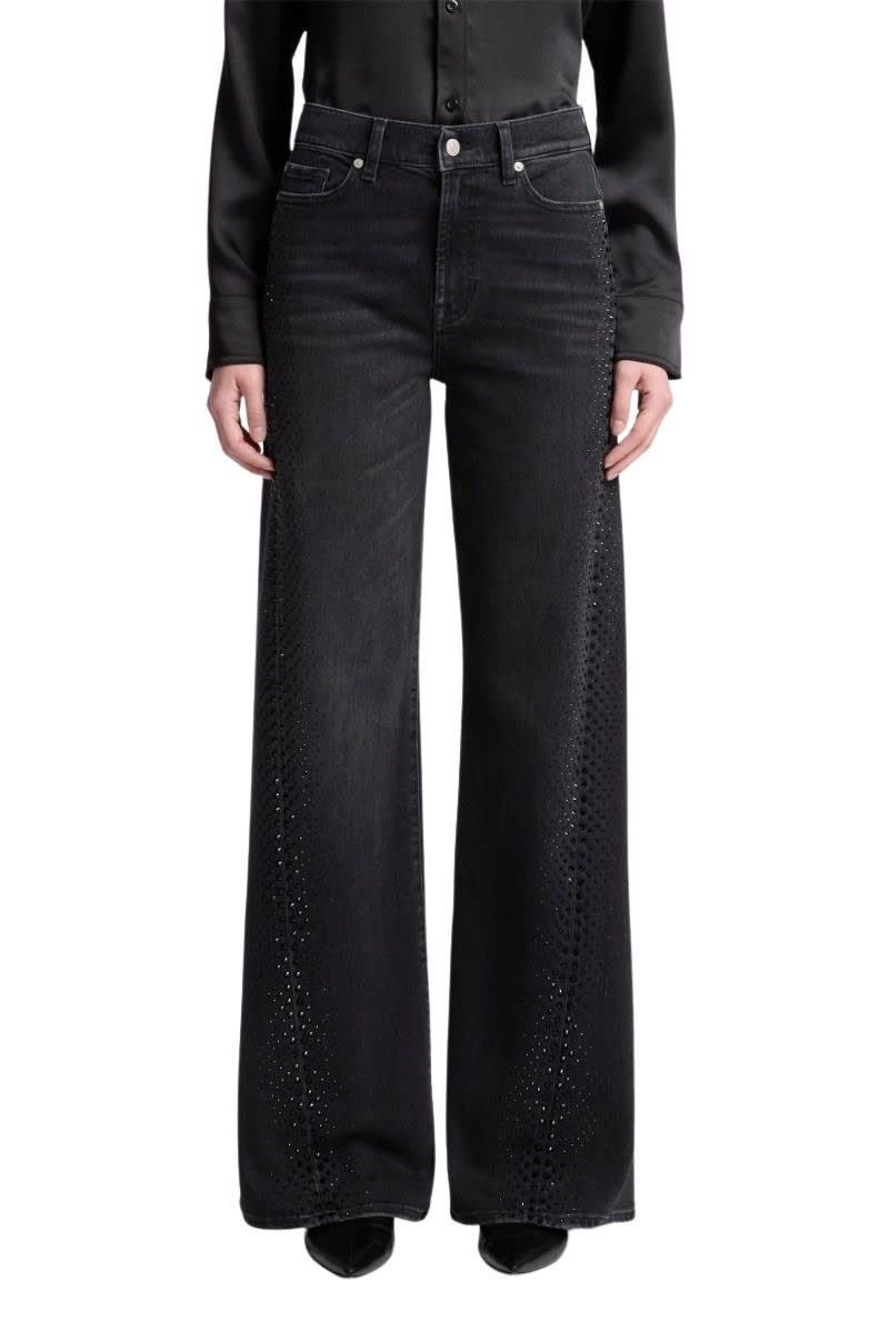 7 For All Mankind Twisted Lotta Bottomline With Crystals In Black