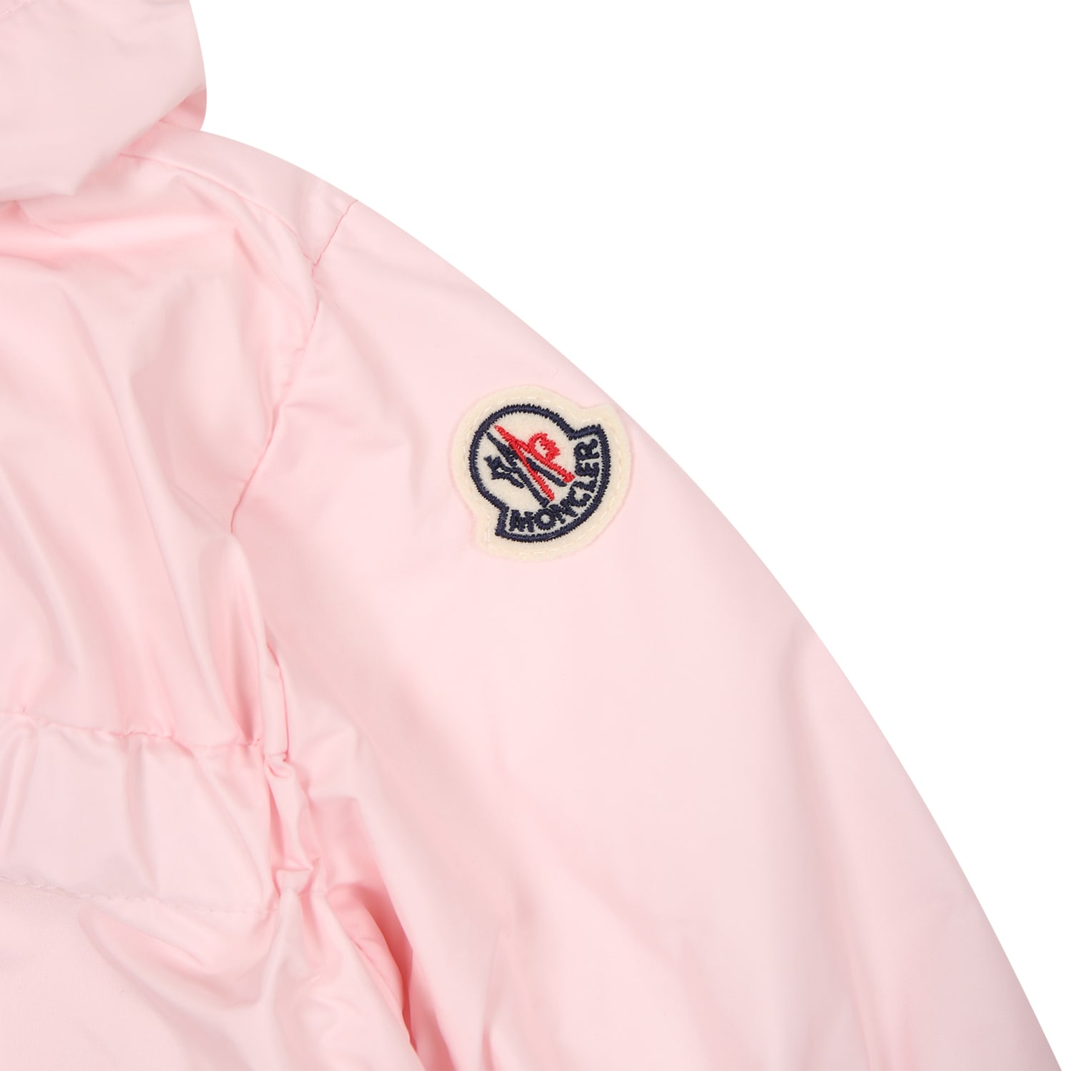 Shop Moncler Windbreaker For Baby Girl With Logo In Pink
