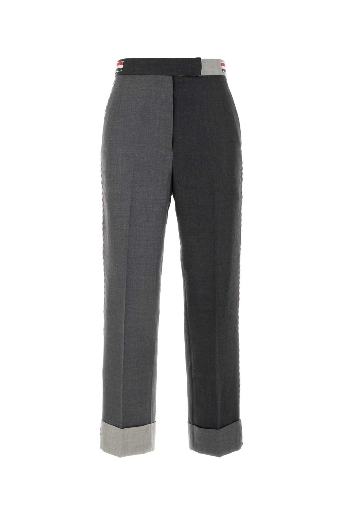 Shop Thom Browne Two-tone Wool Pant In Ltgrey