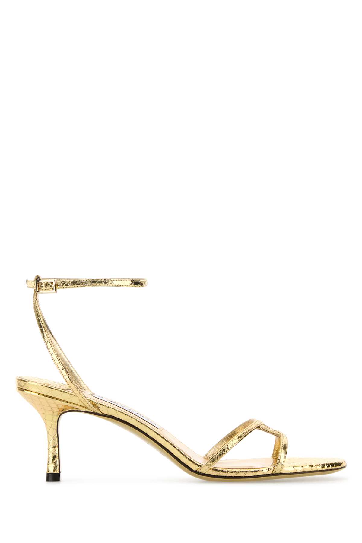 Jimmy Choo Gold Leather Leo 65 Sandals In Gold