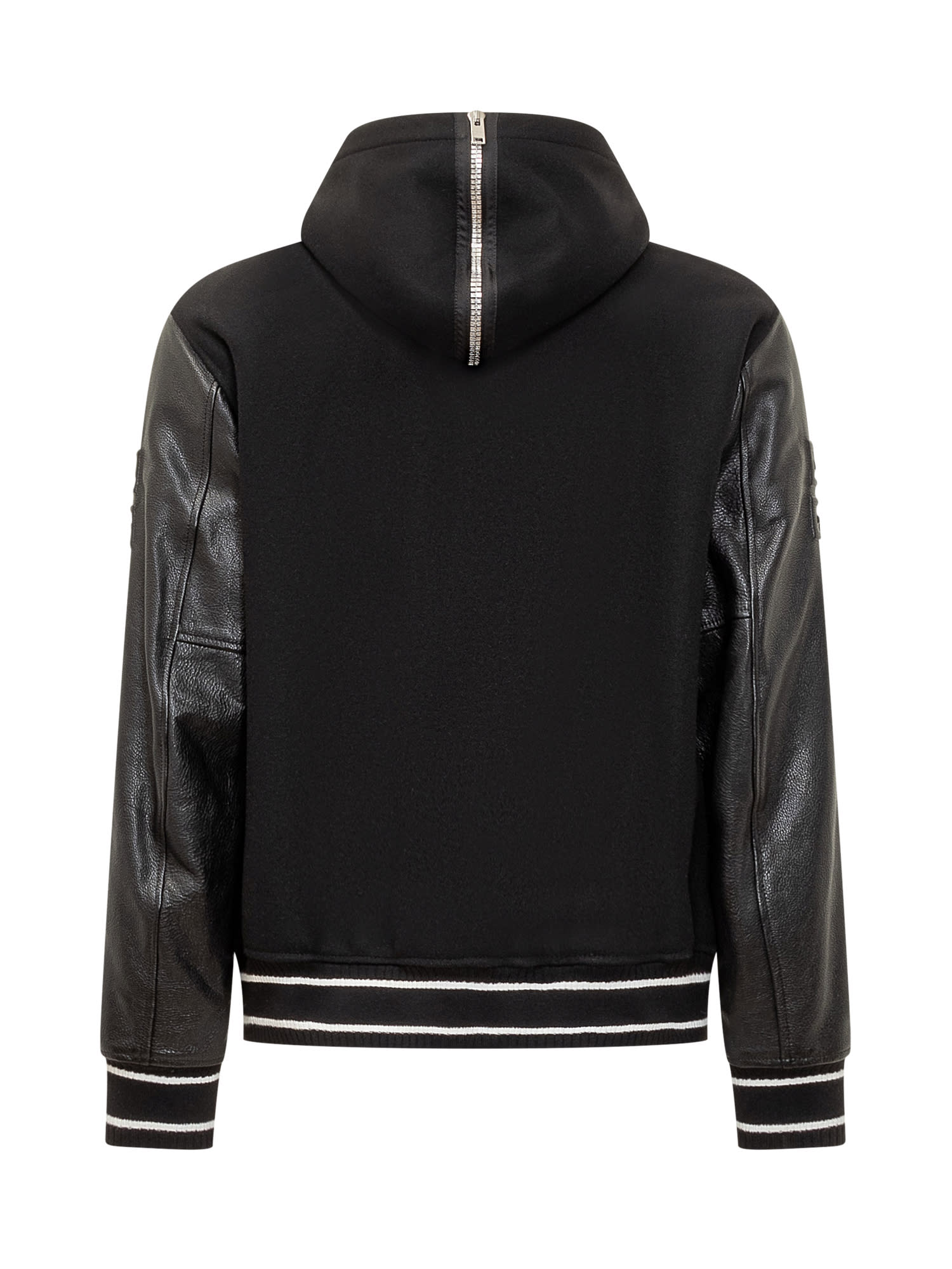 Shop Givenchy Wool And Leather Bomber Jacket In Black